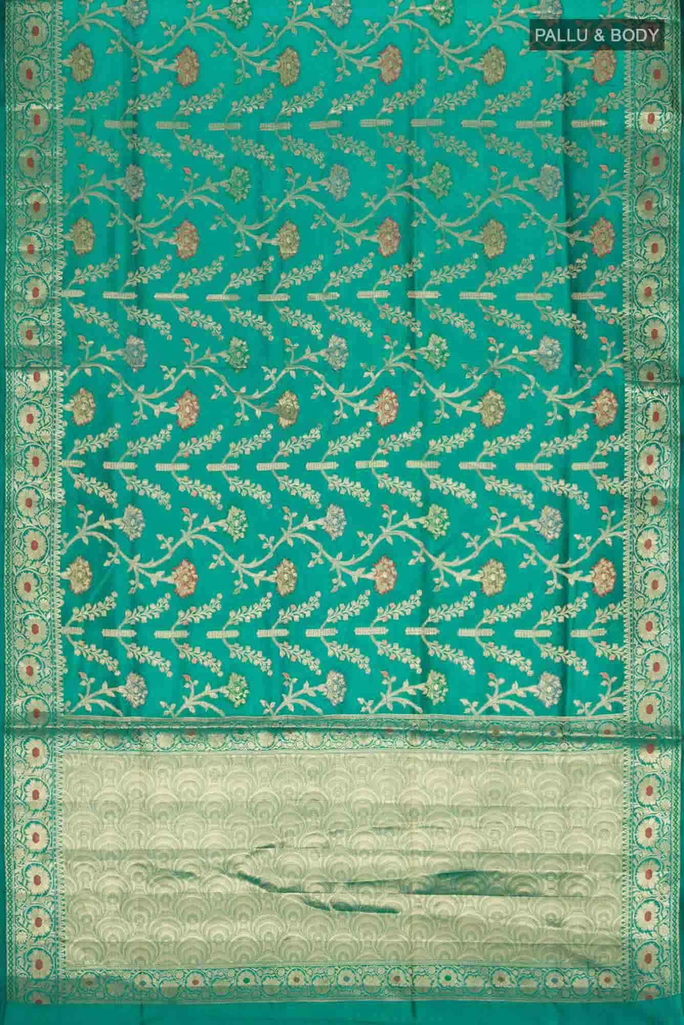 Green Banarasi Raw Silk Saree
