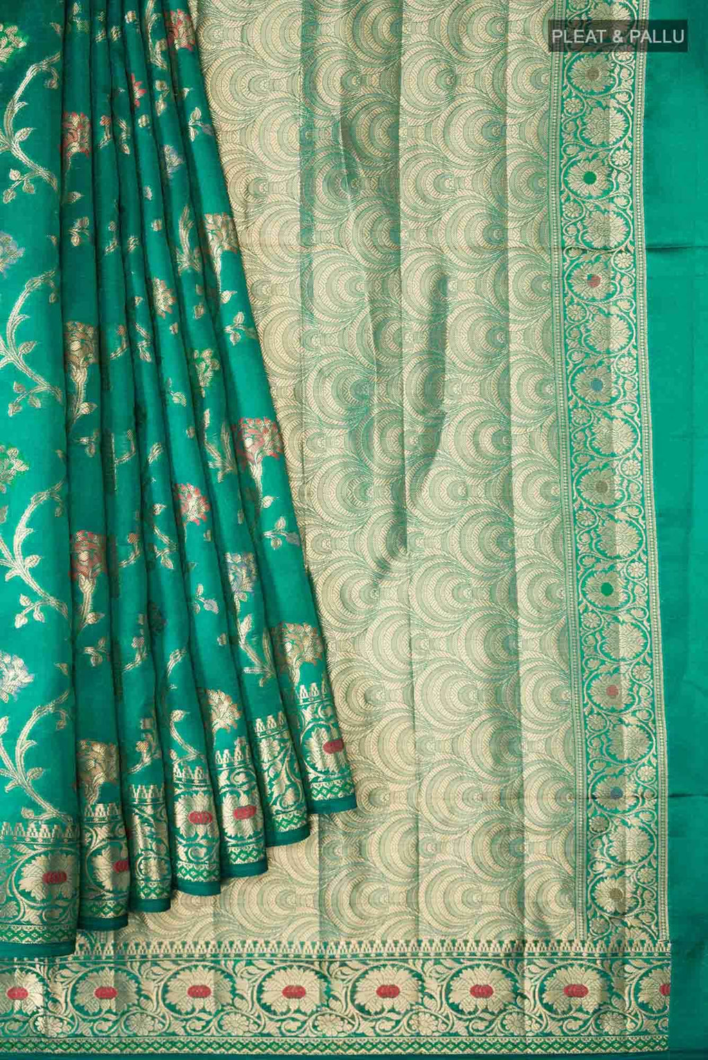 Green Banarasi Raw Silk Saree