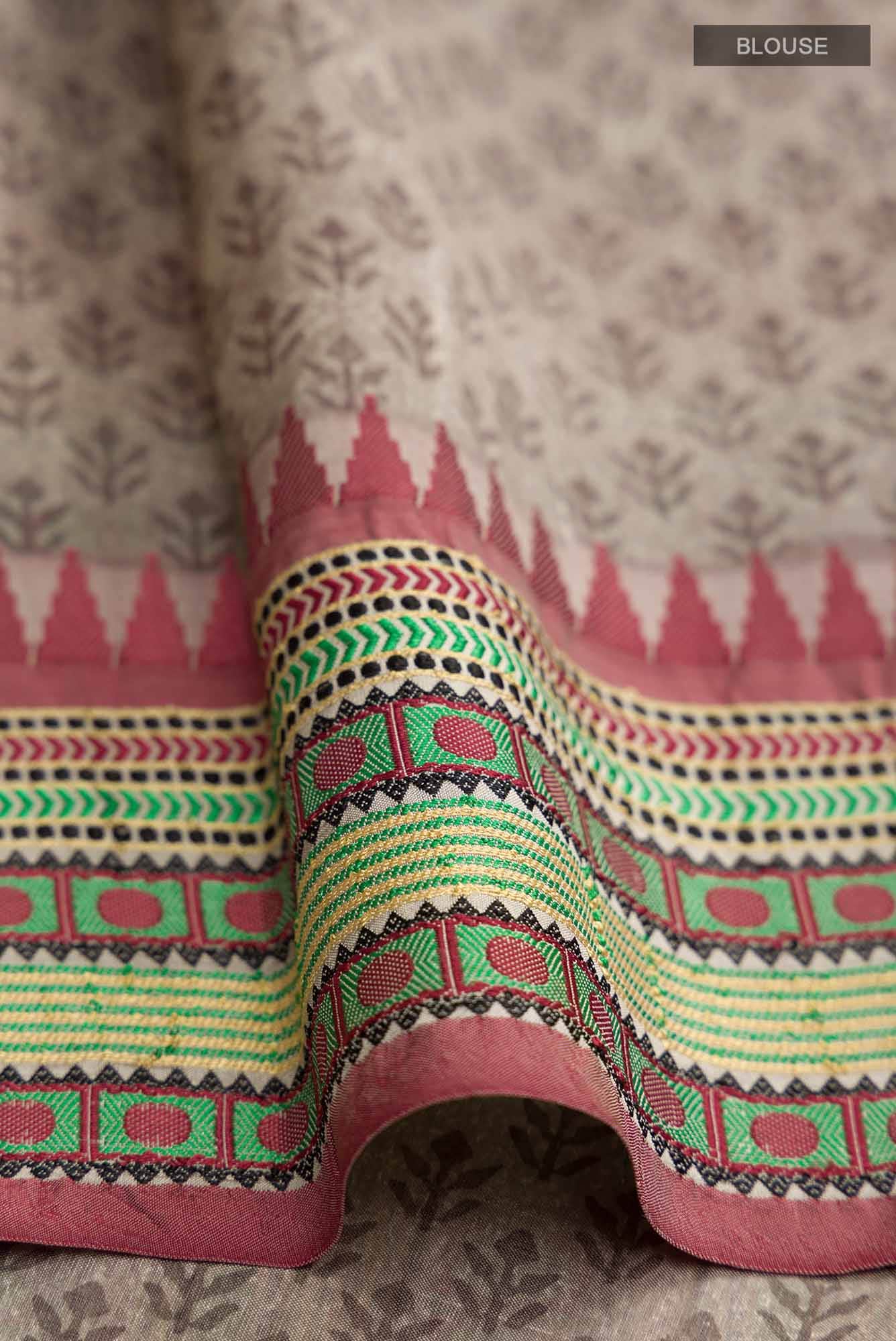 Grey Tussar Silk Saree