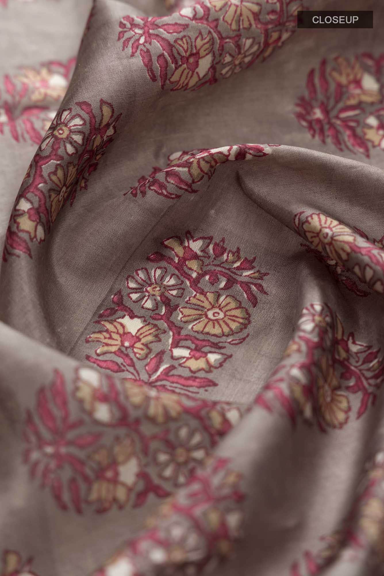 Grey Tussar Silk Saree