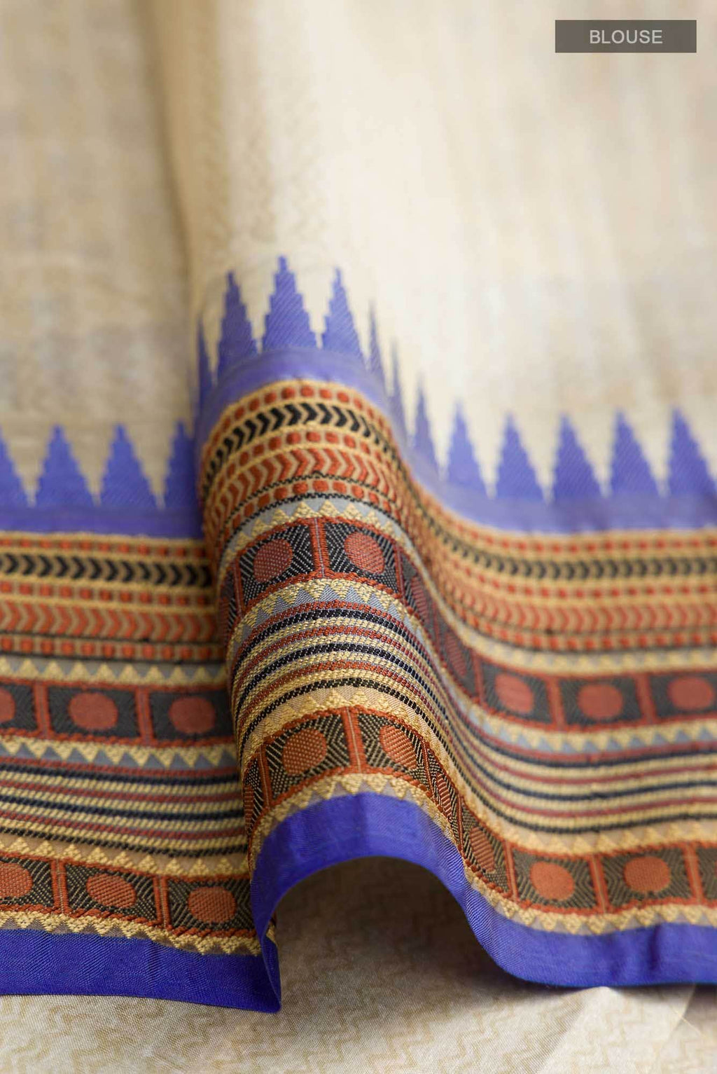 Beige Tussar Silk Saree