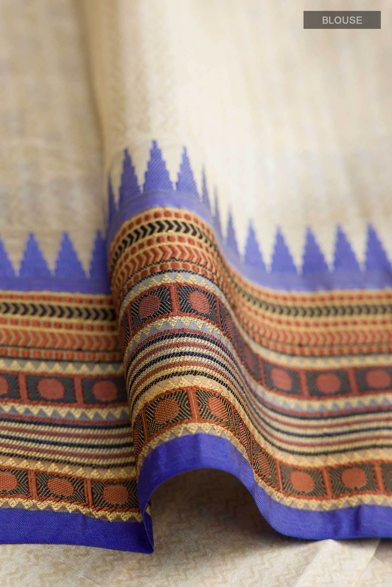 Beige Tussar Silk Saree