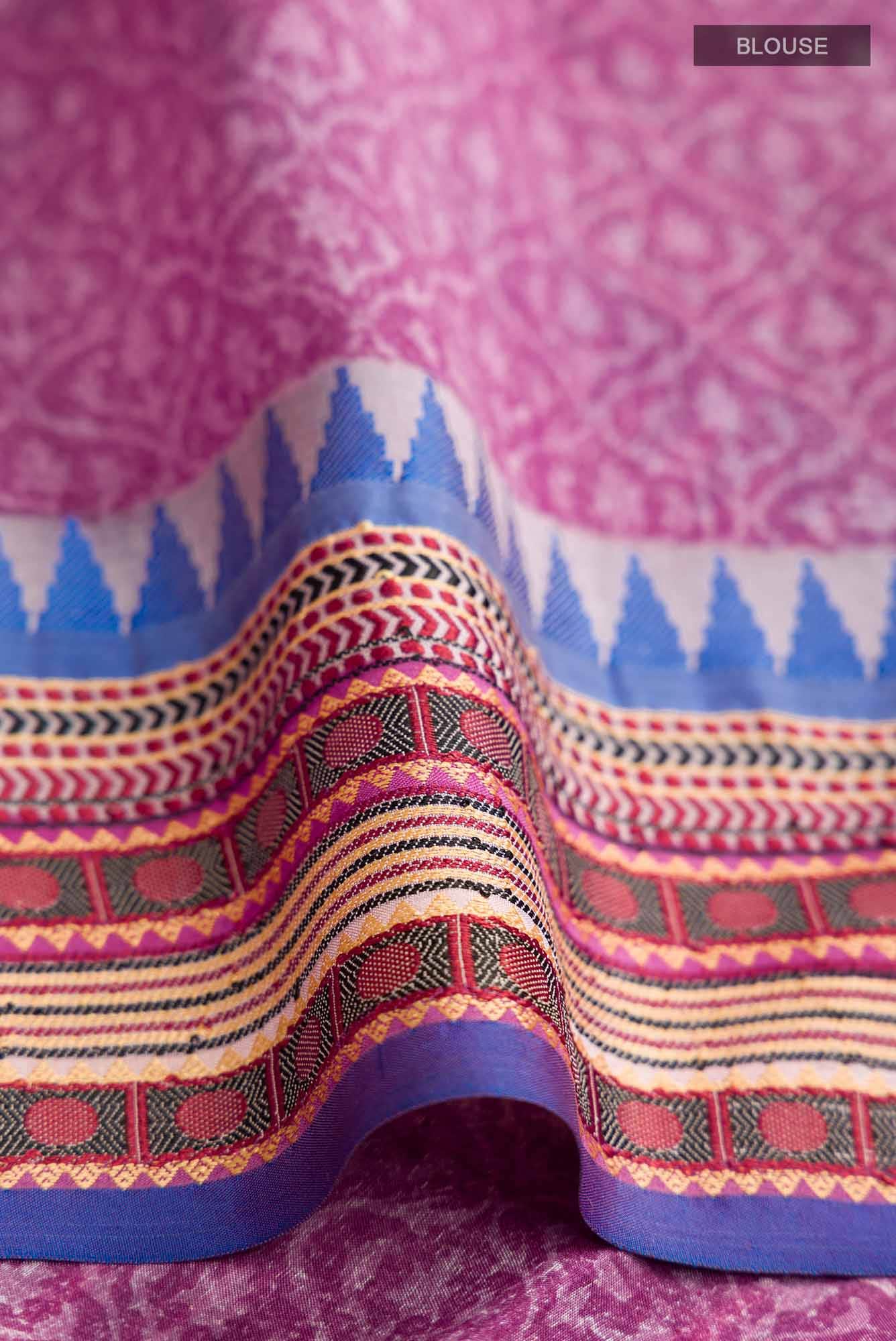 Pink Tussar Silk Saree