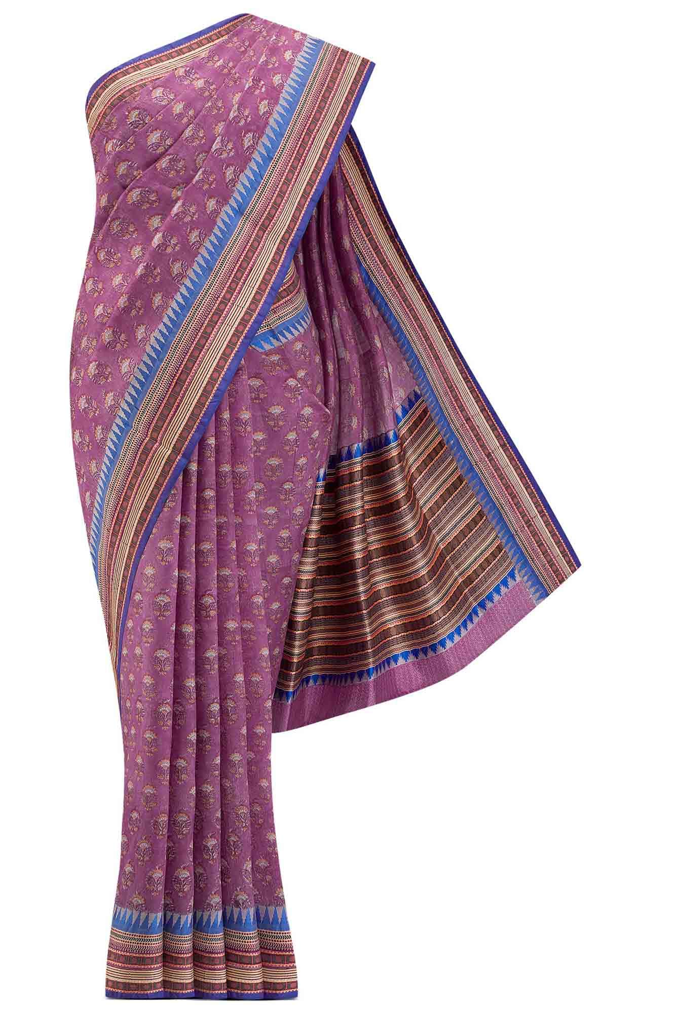 Pink Tussar Silk Saree