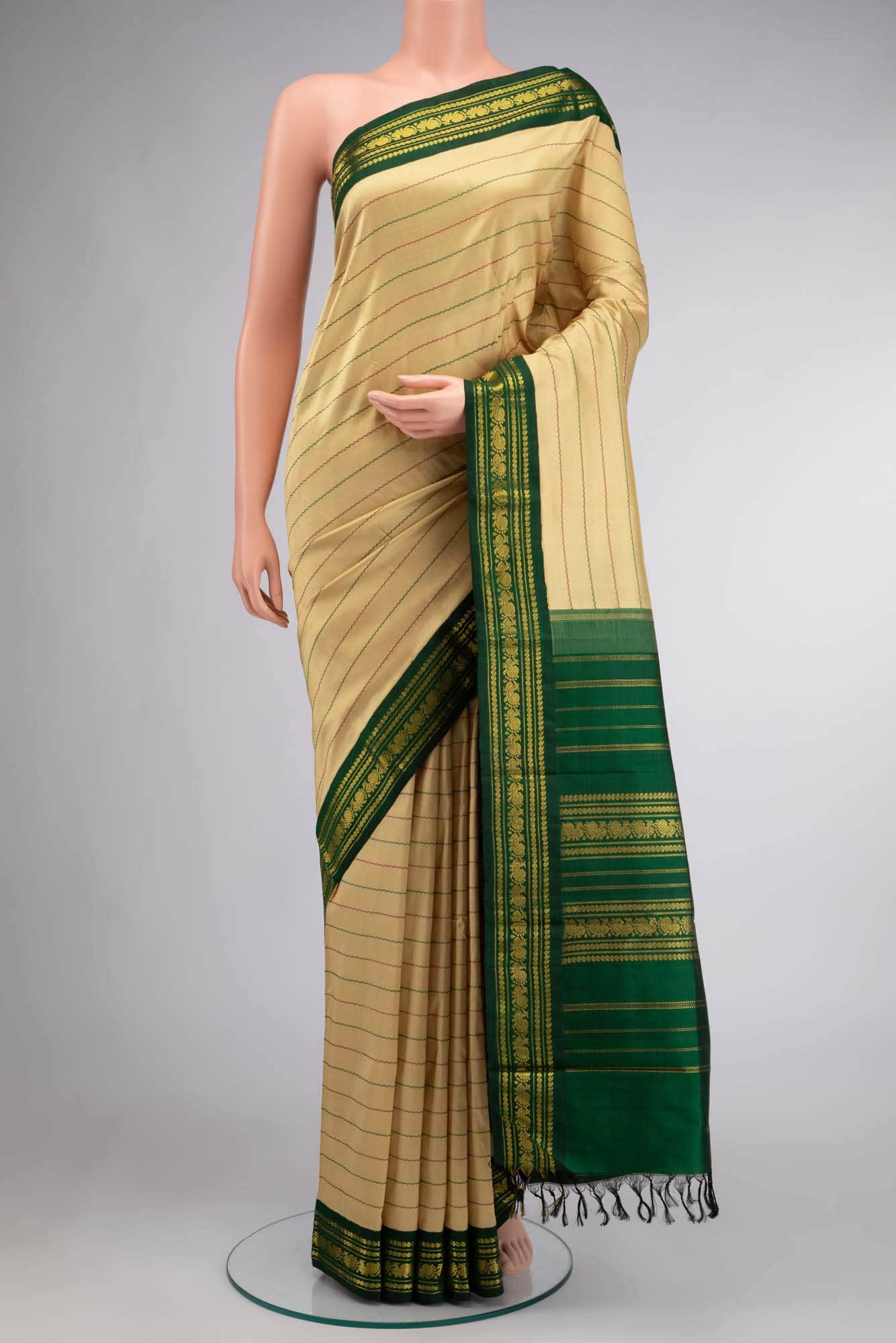 Beige Kanchipuram Silk Saree