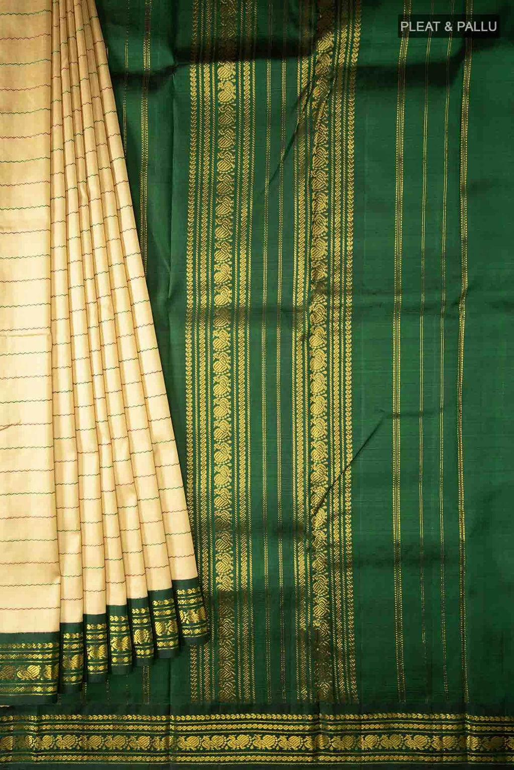 Beige Kanchipuram Silk Saree