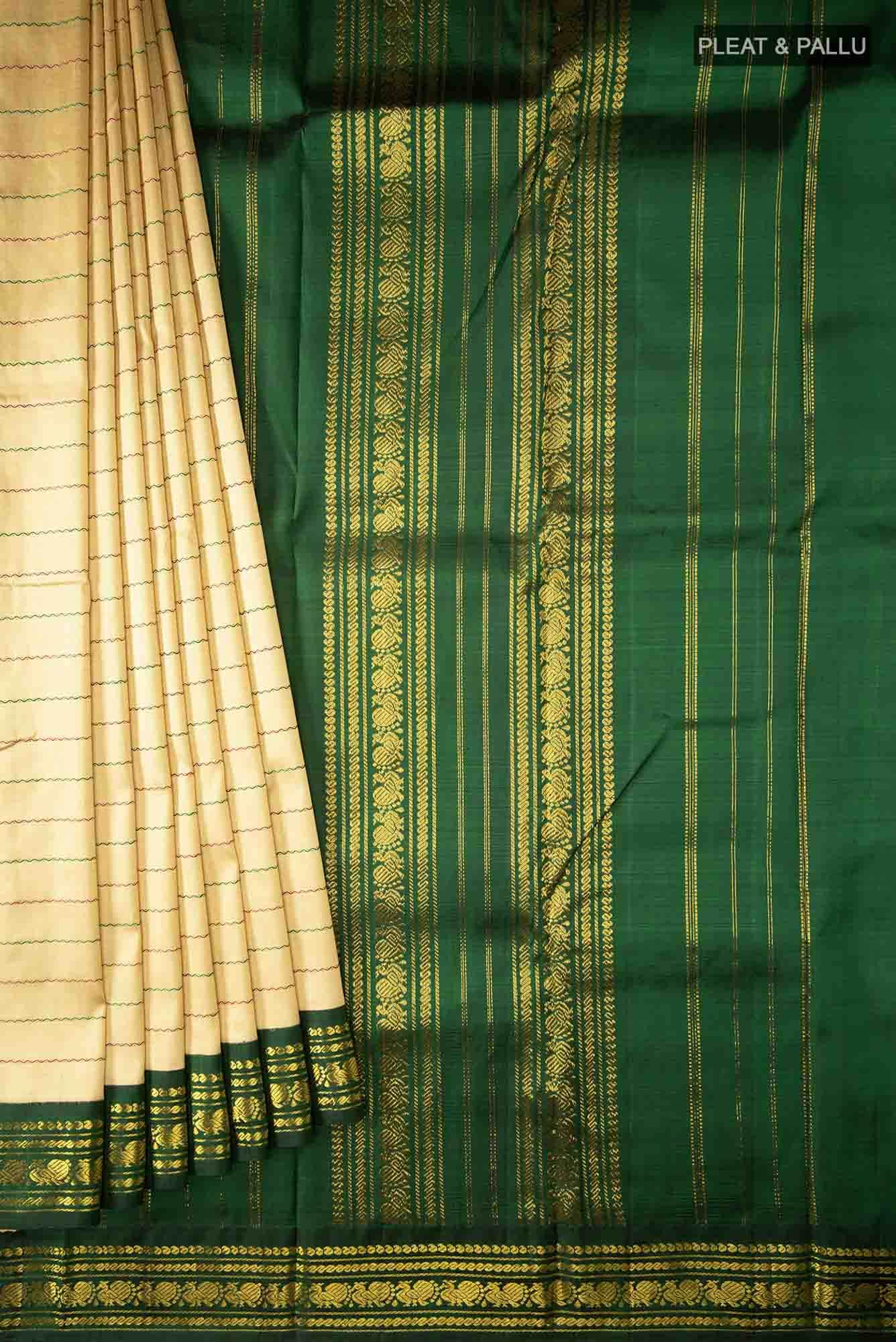 Beige Kanchipuram Silk Saree