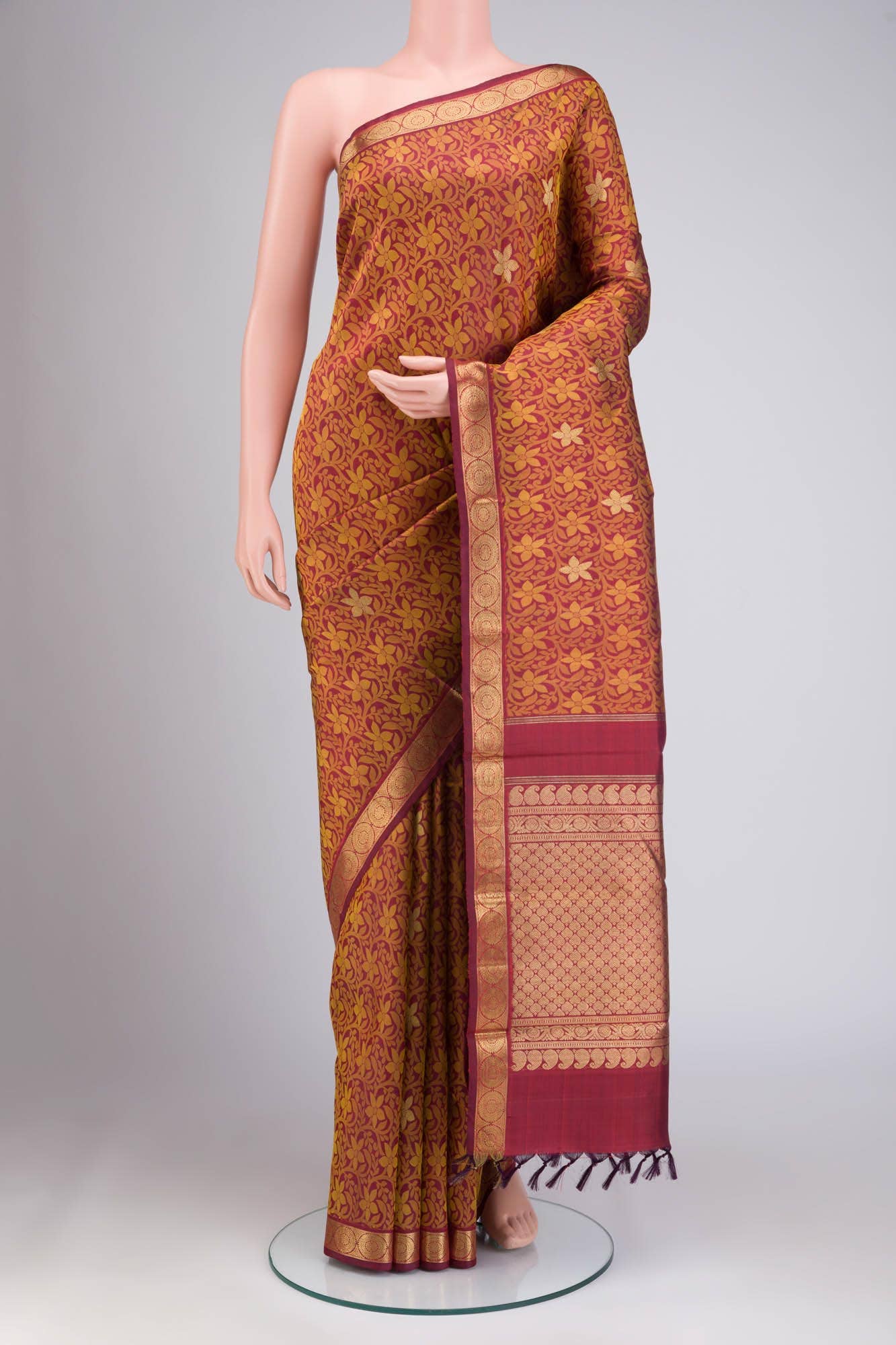 Maroon Kanchipuram Silk Saree