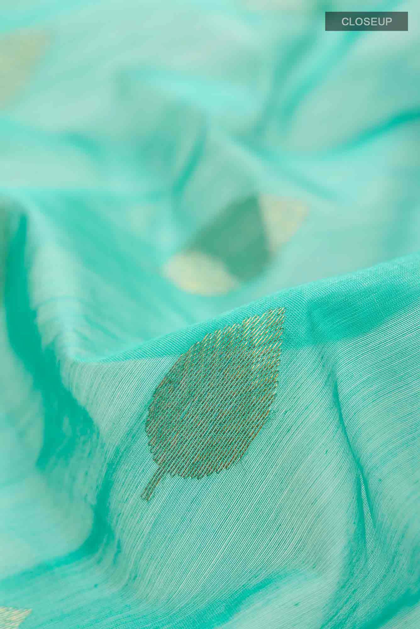 Sea Green Chanderi Silk Cotton Saree