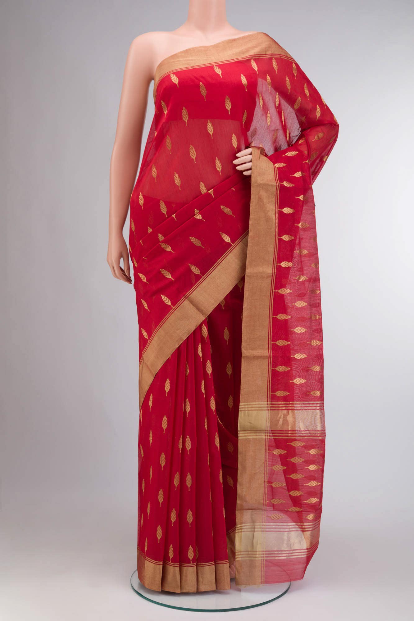 Red Chanderi Silk Cotton Saree