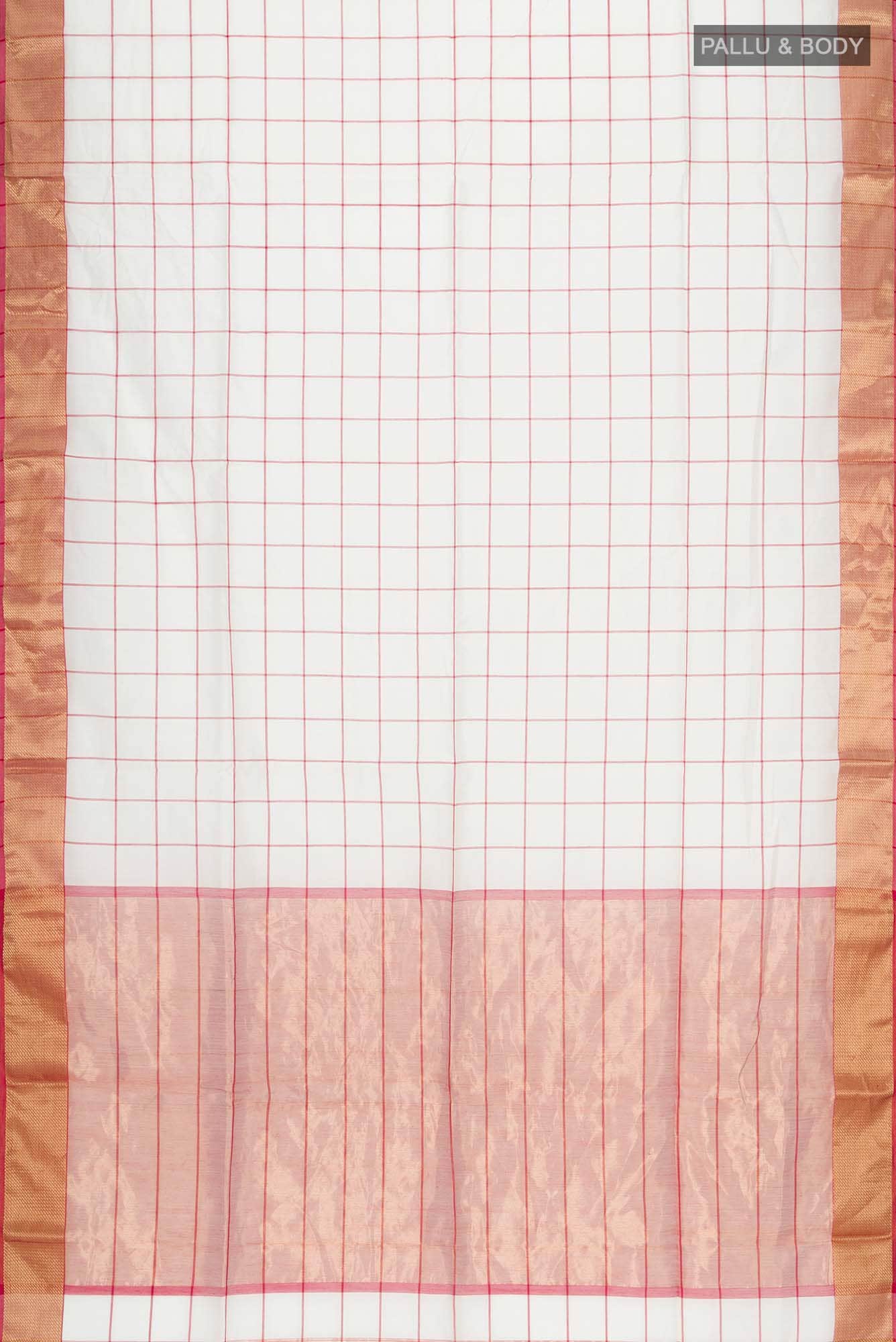 White Maheshwari Silk Cotton Saree