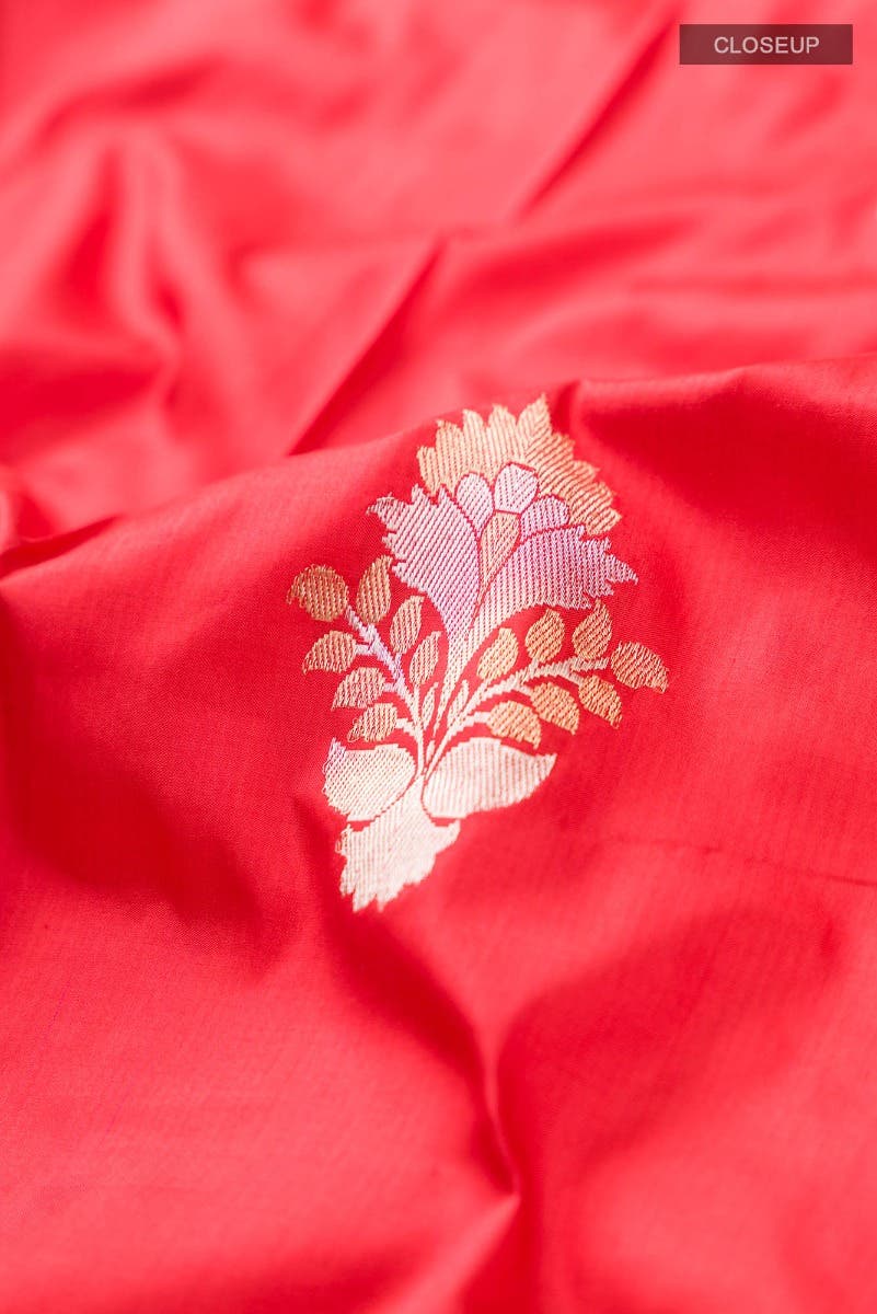 Red Banarasi Katan Silk Saree