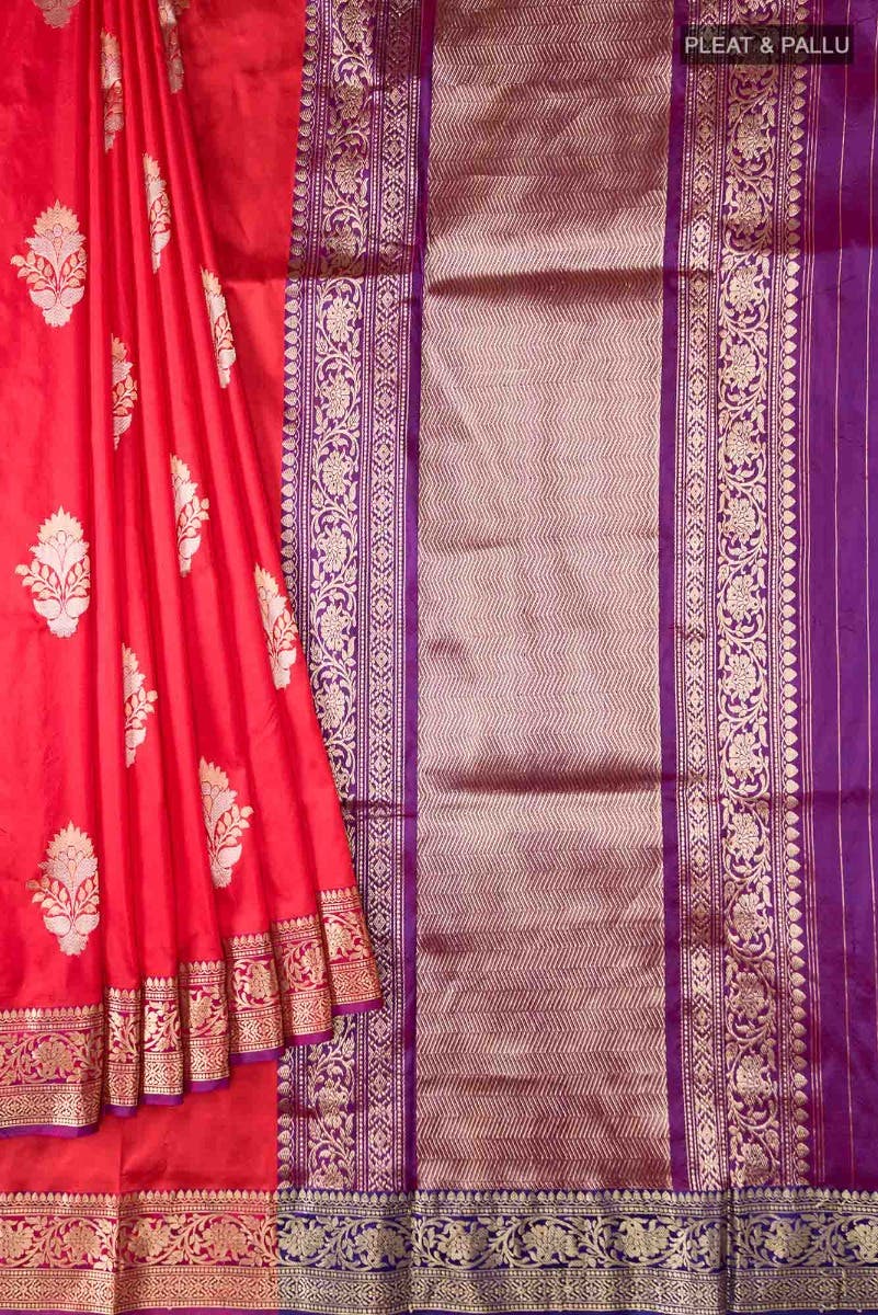 Red Banarasi Katan Silk Saree