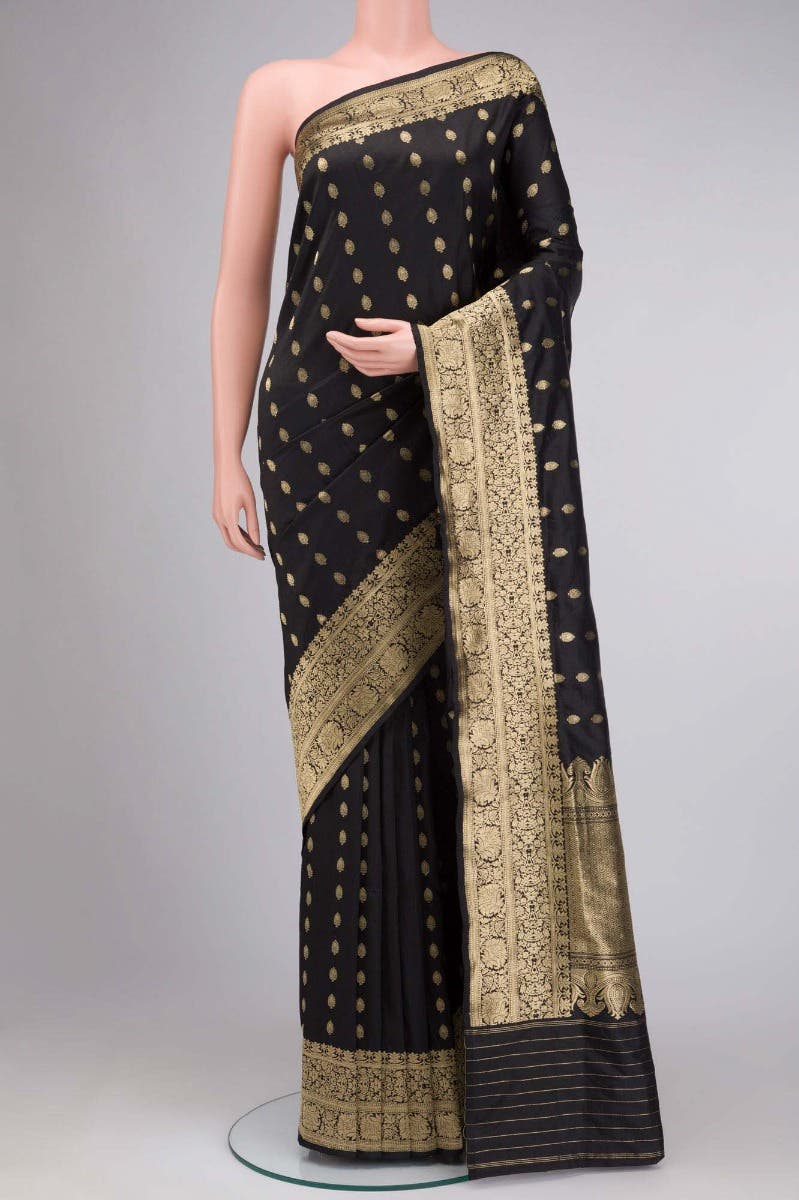 Black Banarasi Katan Silk Saree