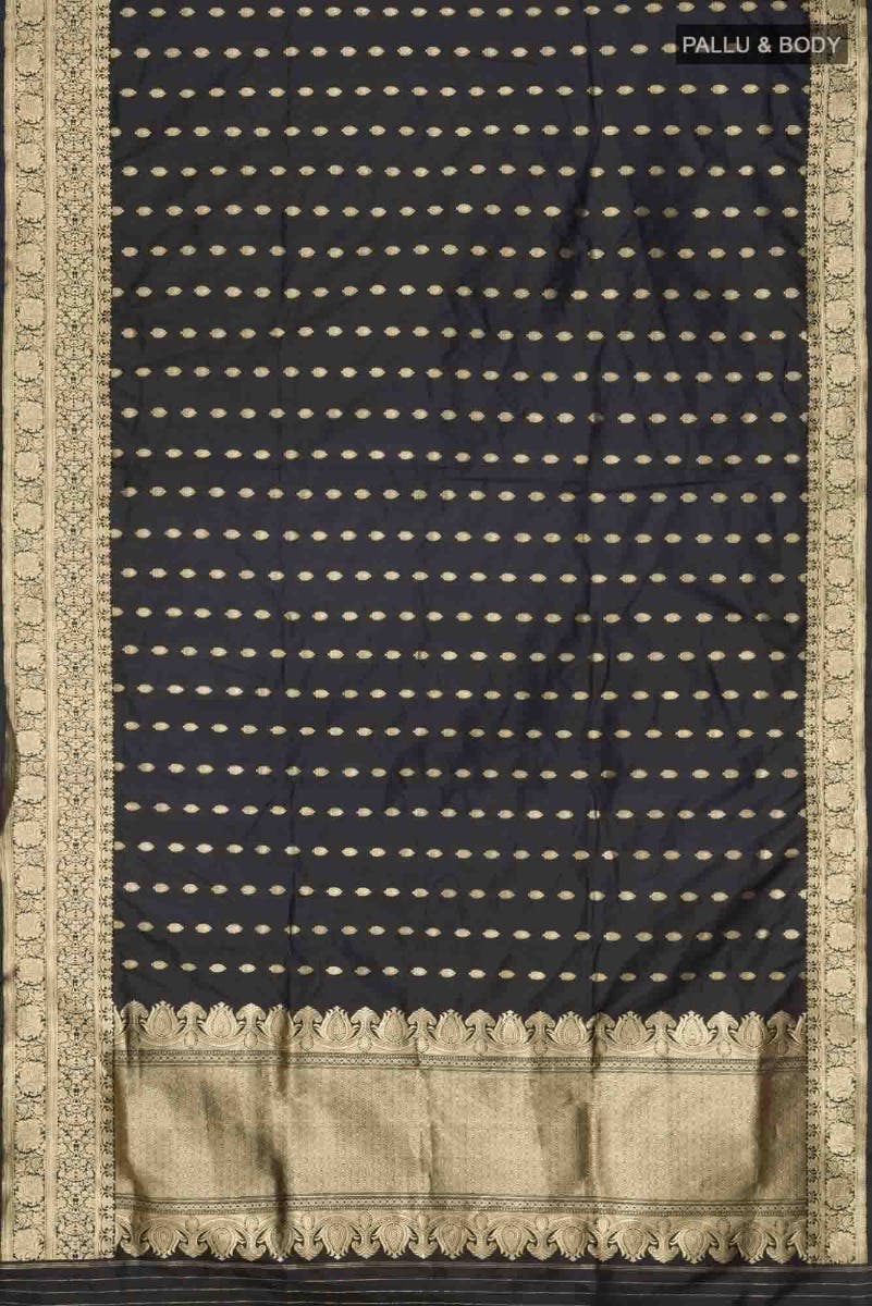 Black Banarasi Katan Silk Saree