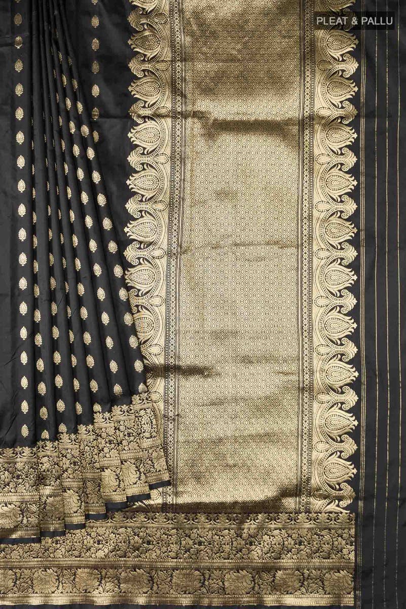 Black Banarasi Katan Silk Saree