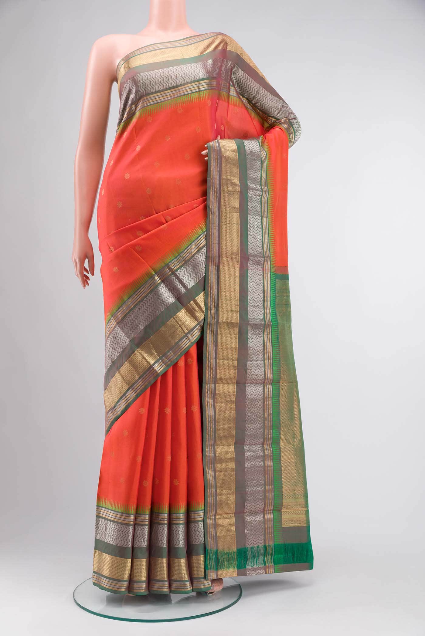 Orange Kanchipuram Silk Saree