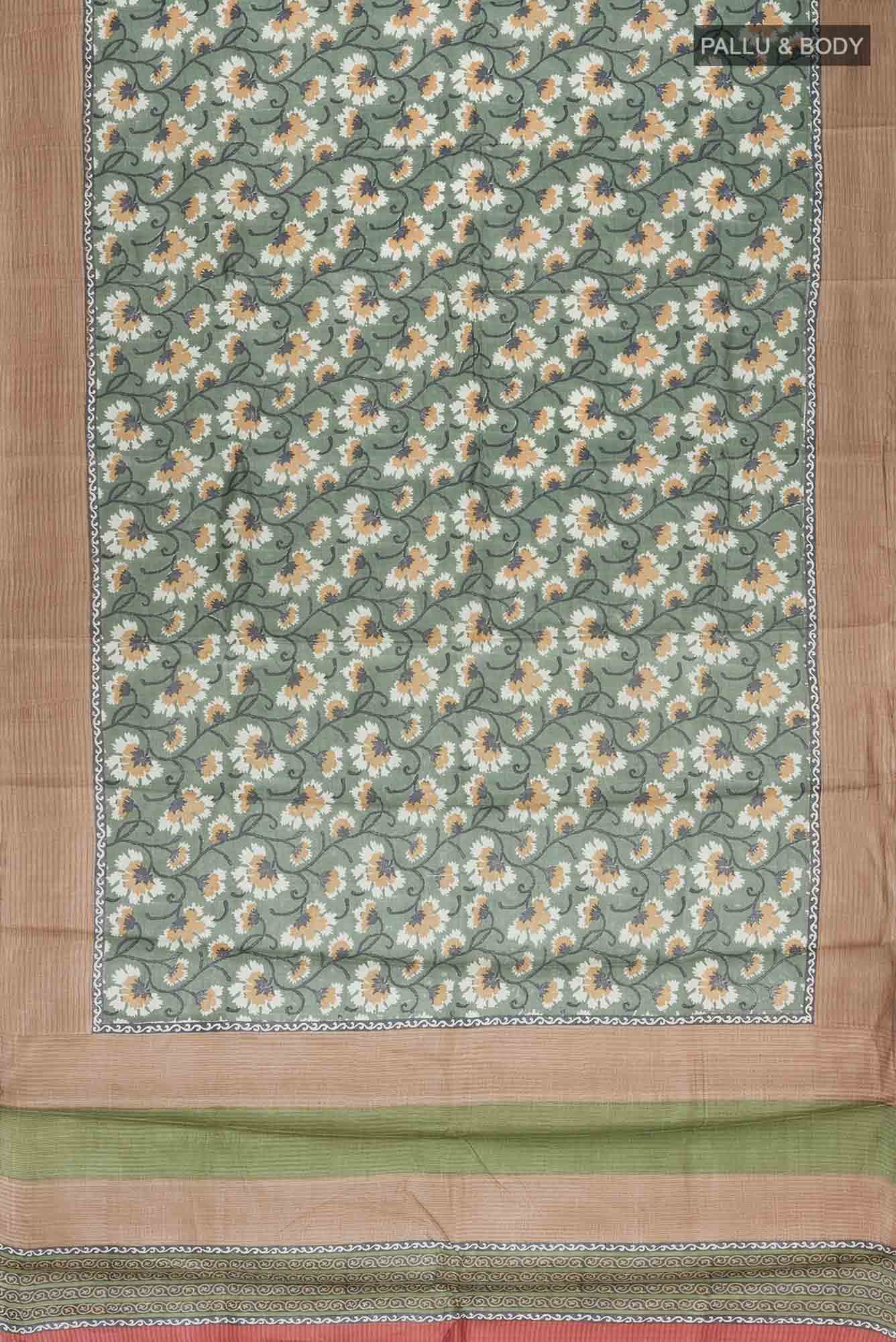 Green Bhagalpuri Tussar Silk Saree