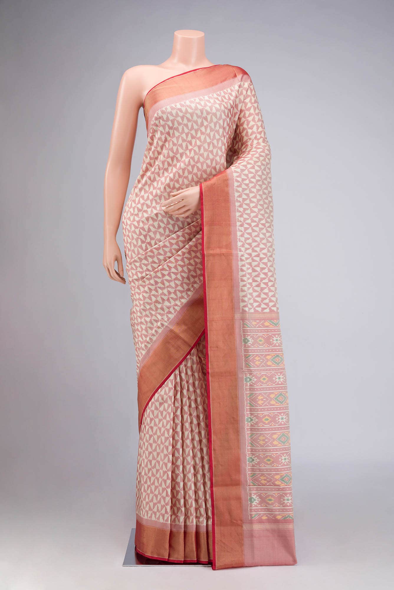 Cream Pochampally Silk Saree