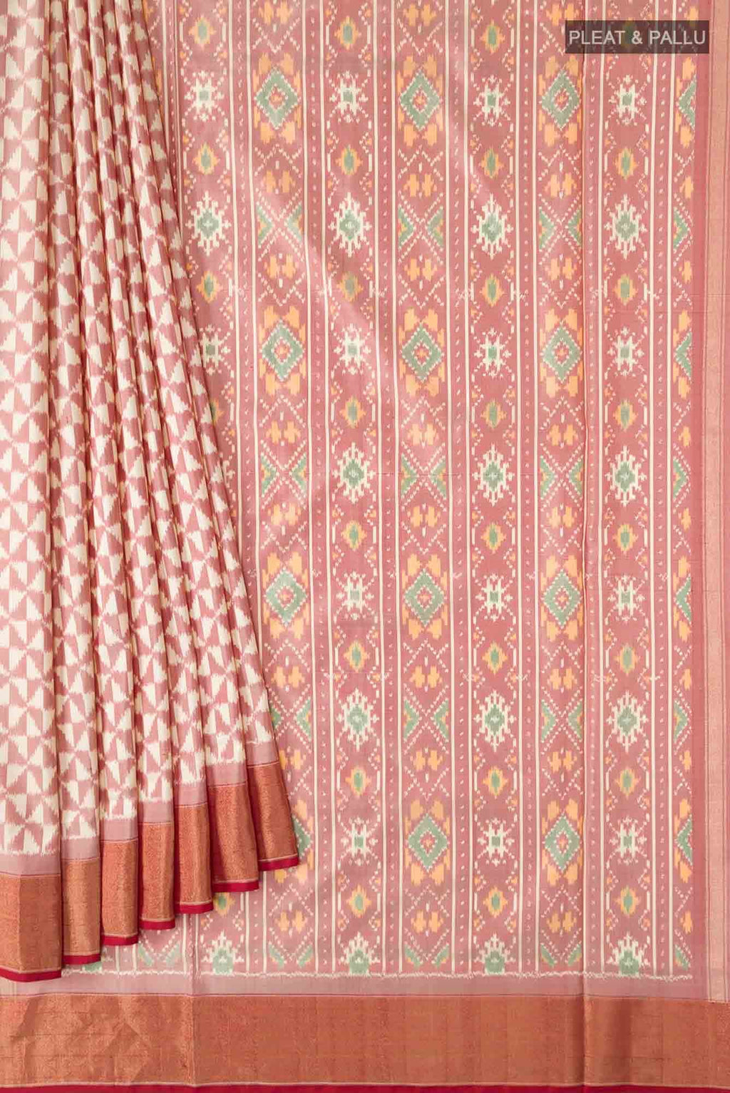 Cream Pochampally Silk Saree