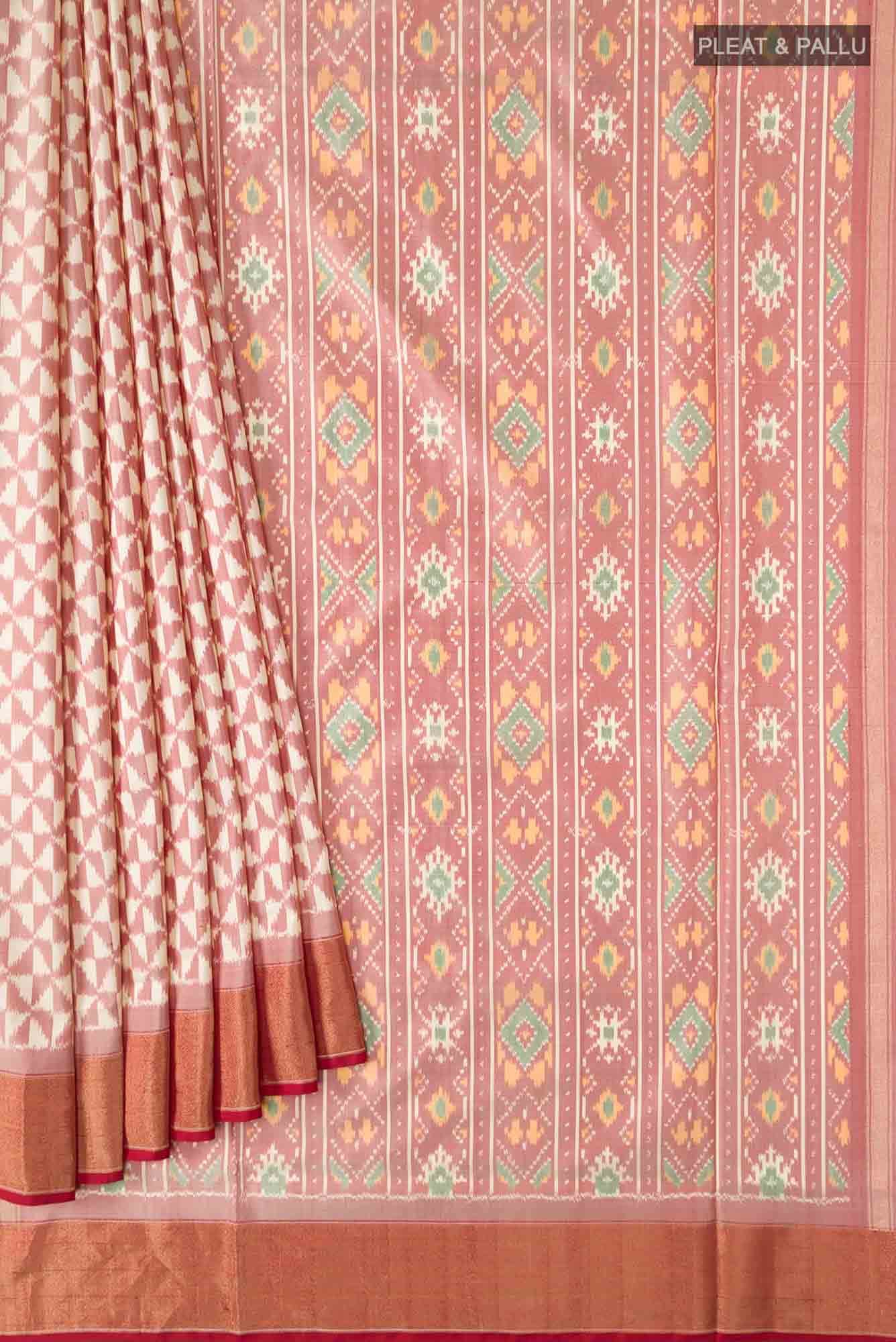 Cream Pochampally Silk Saree