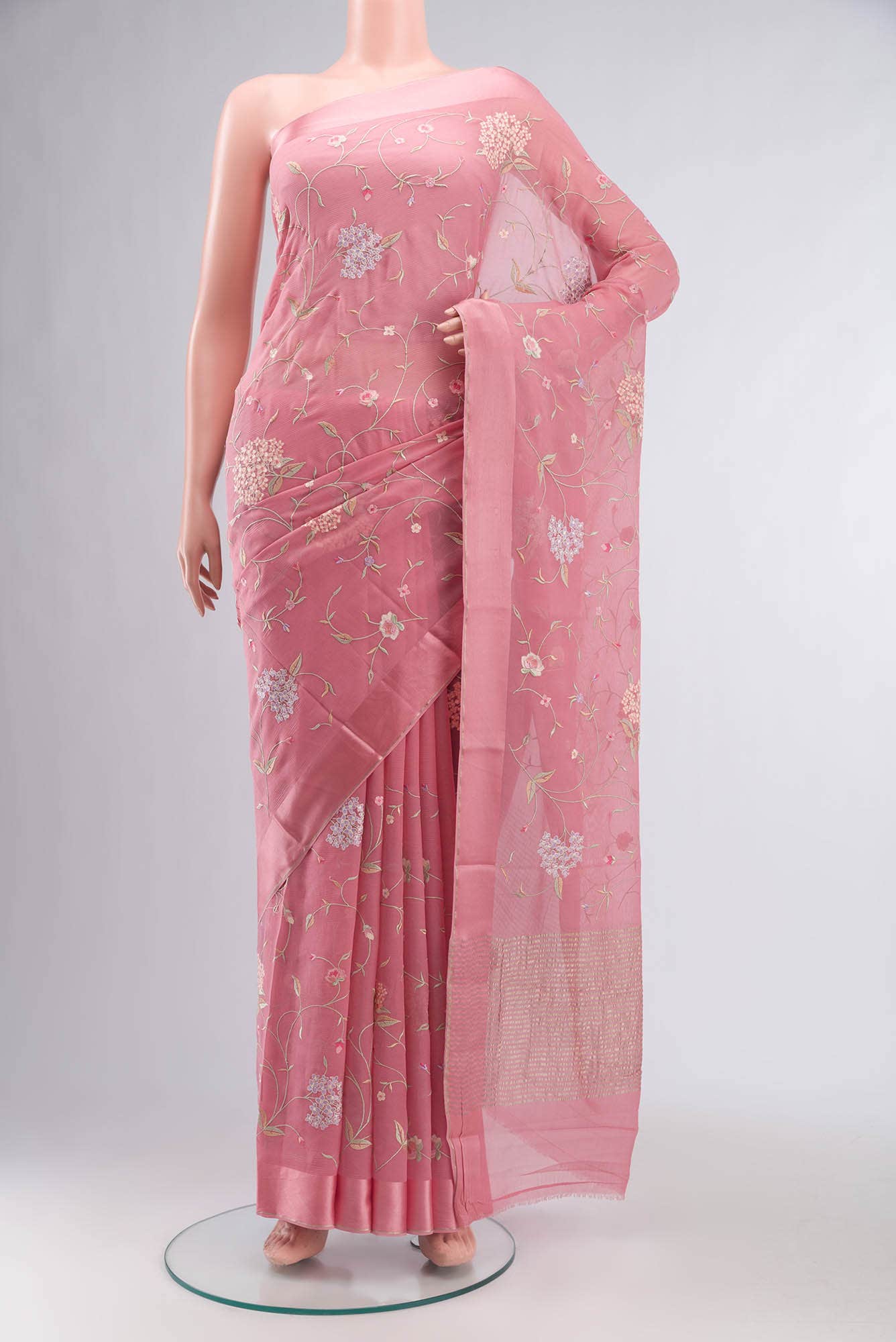 Coral Mysore Chiffon Saree