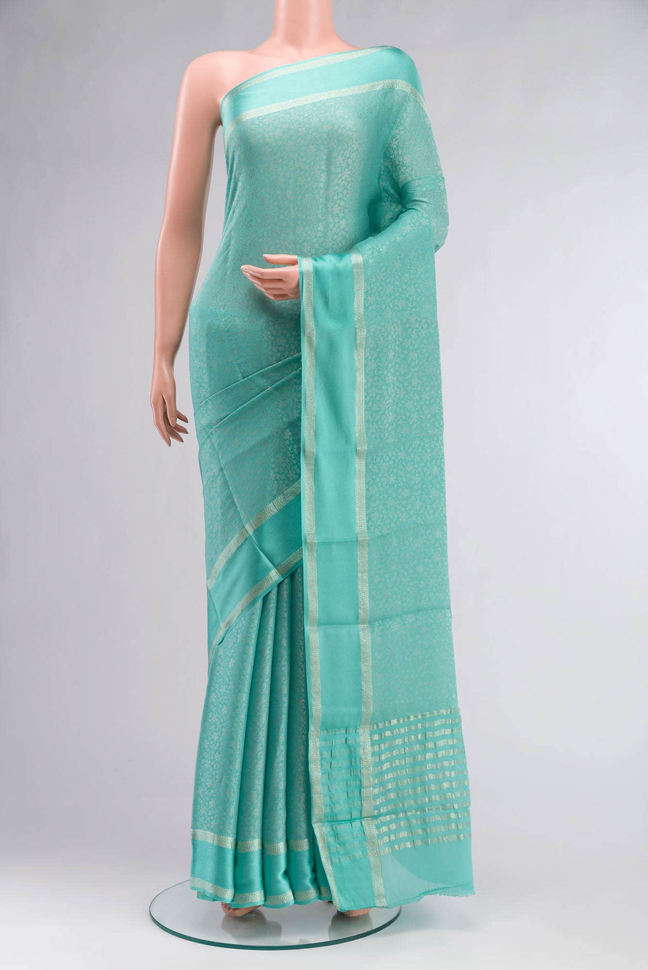 Sea Green Mysore Crepe Saree