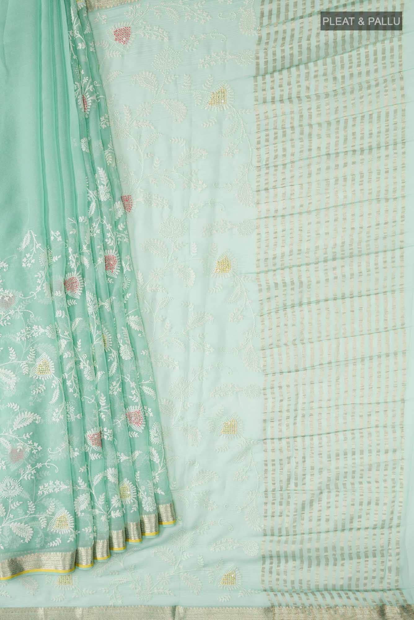 Green Chiffon Saree