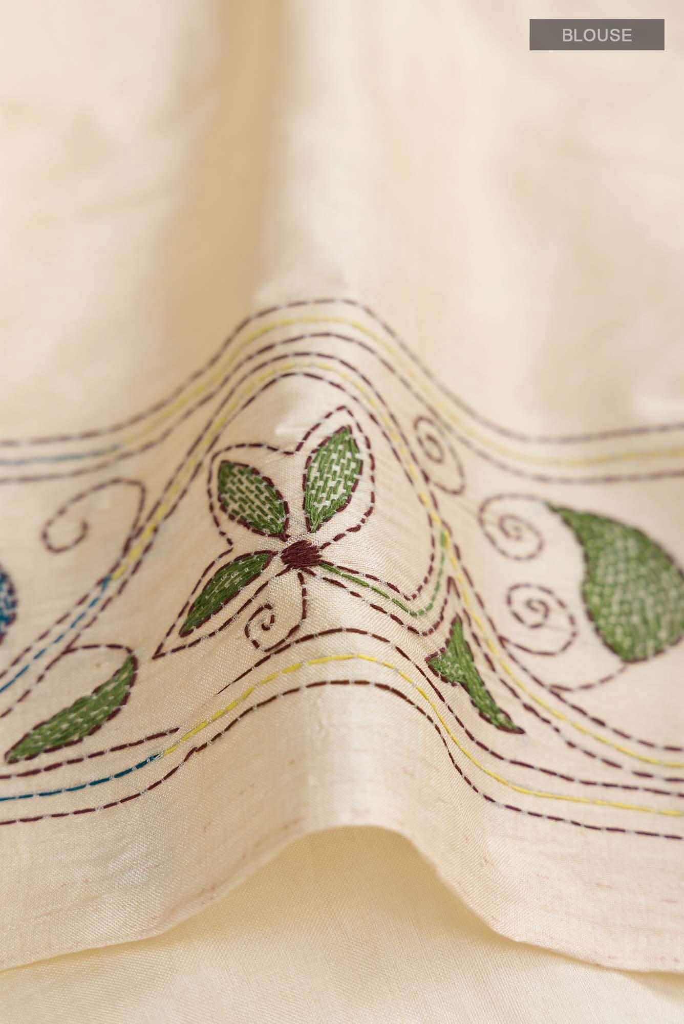 Beige Tussar Silk Saree