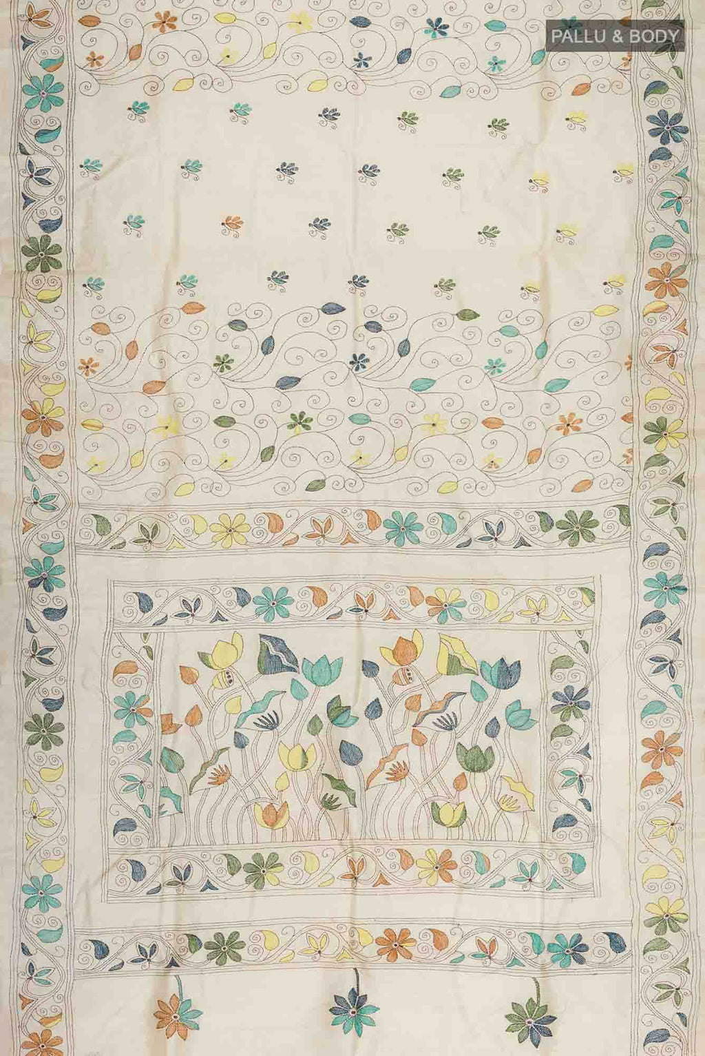 Beige Tussar Silk Saree
