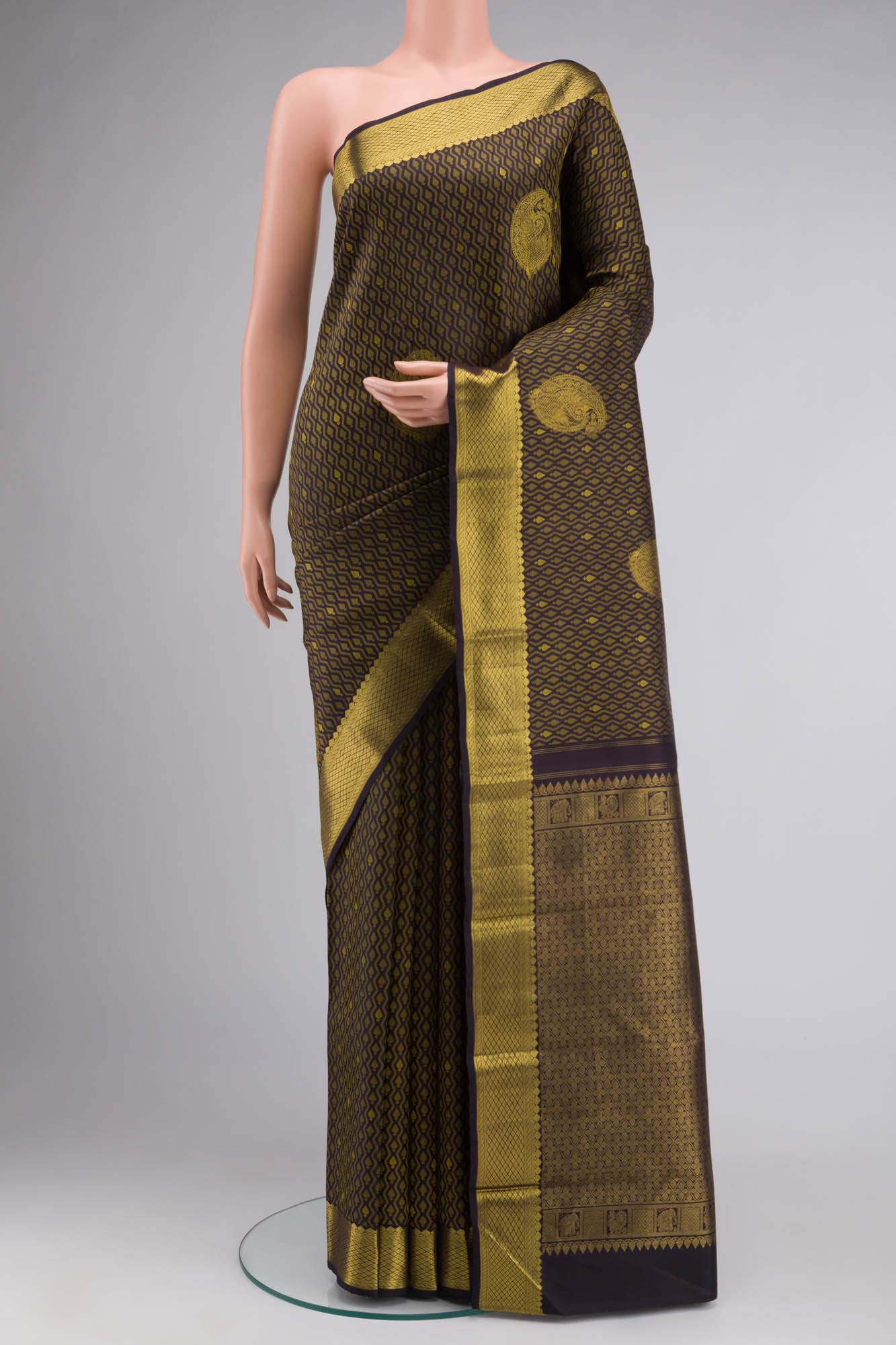Navy Blue Kanchipuram Silk Saree