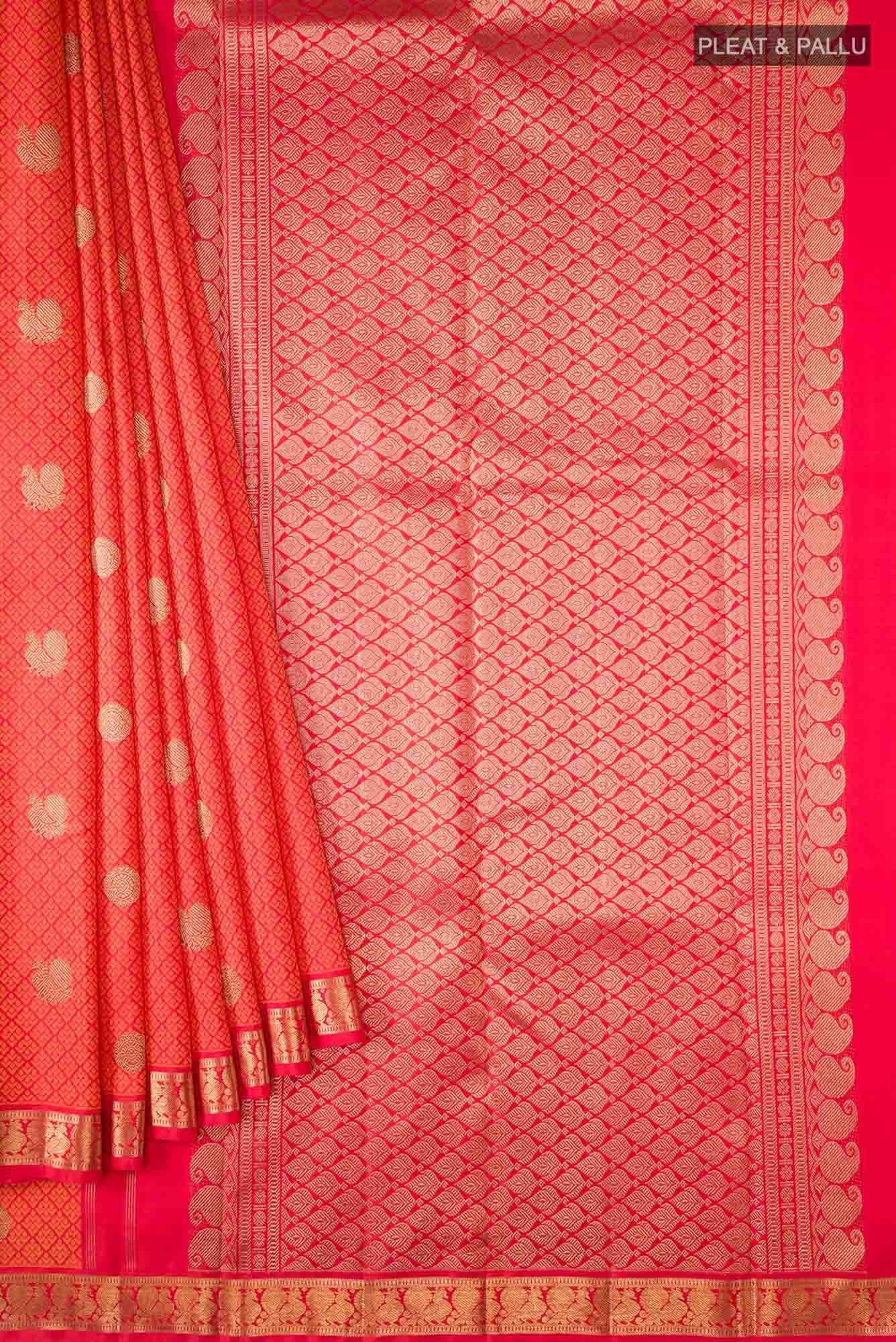 Red Dual Tone Kanchipuram Silk Saree