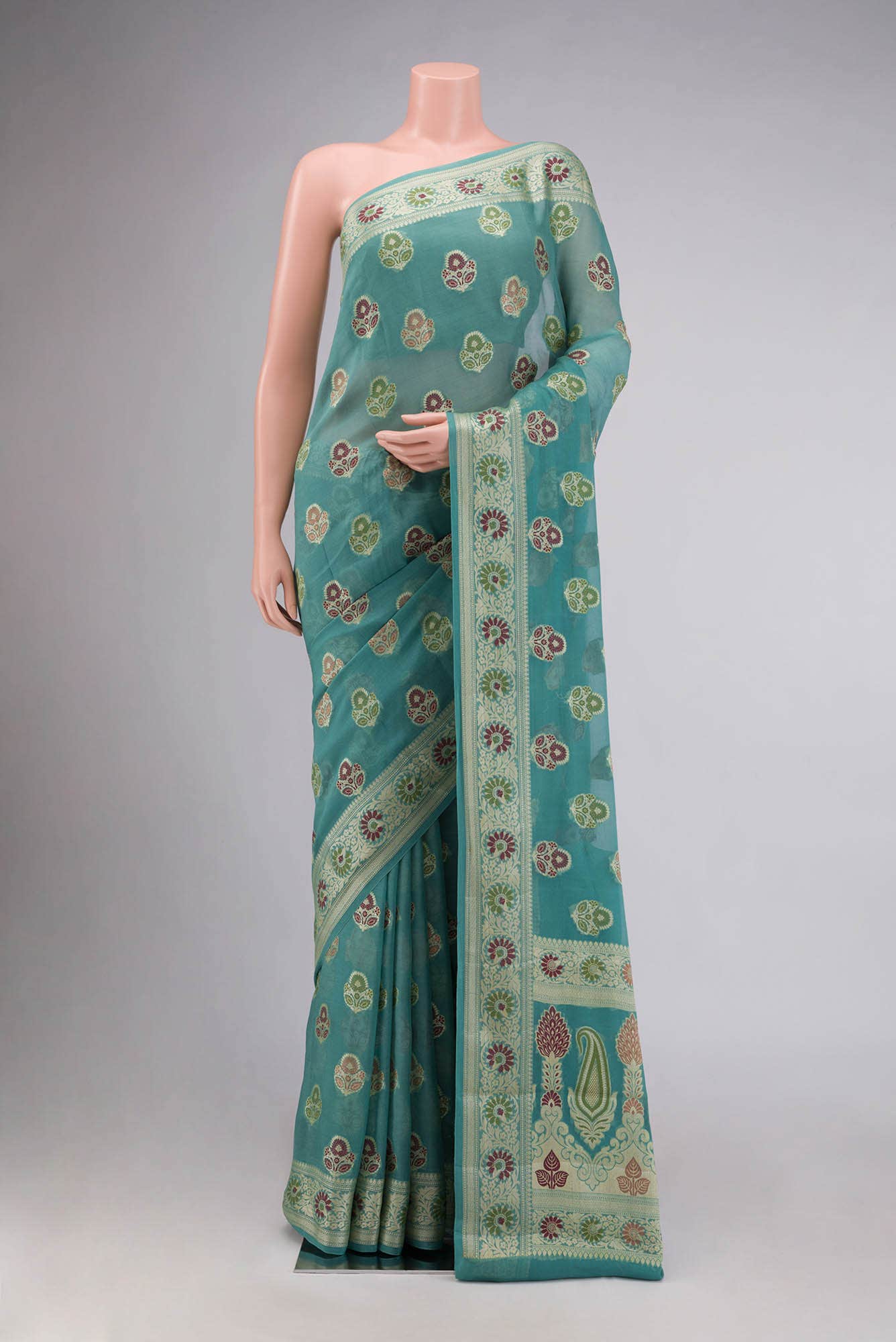 Green Banarasi Georgette Saree