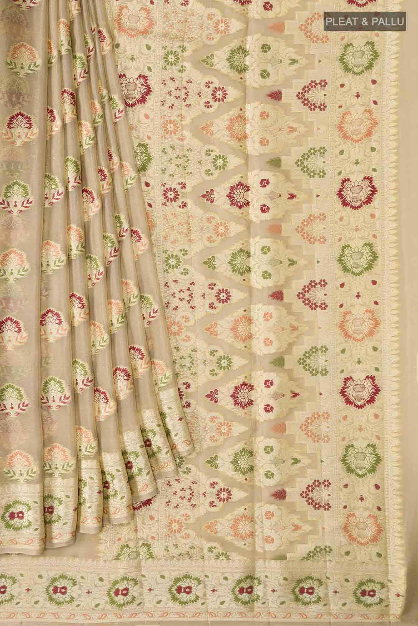 Beige Banarasi Georgette Saree