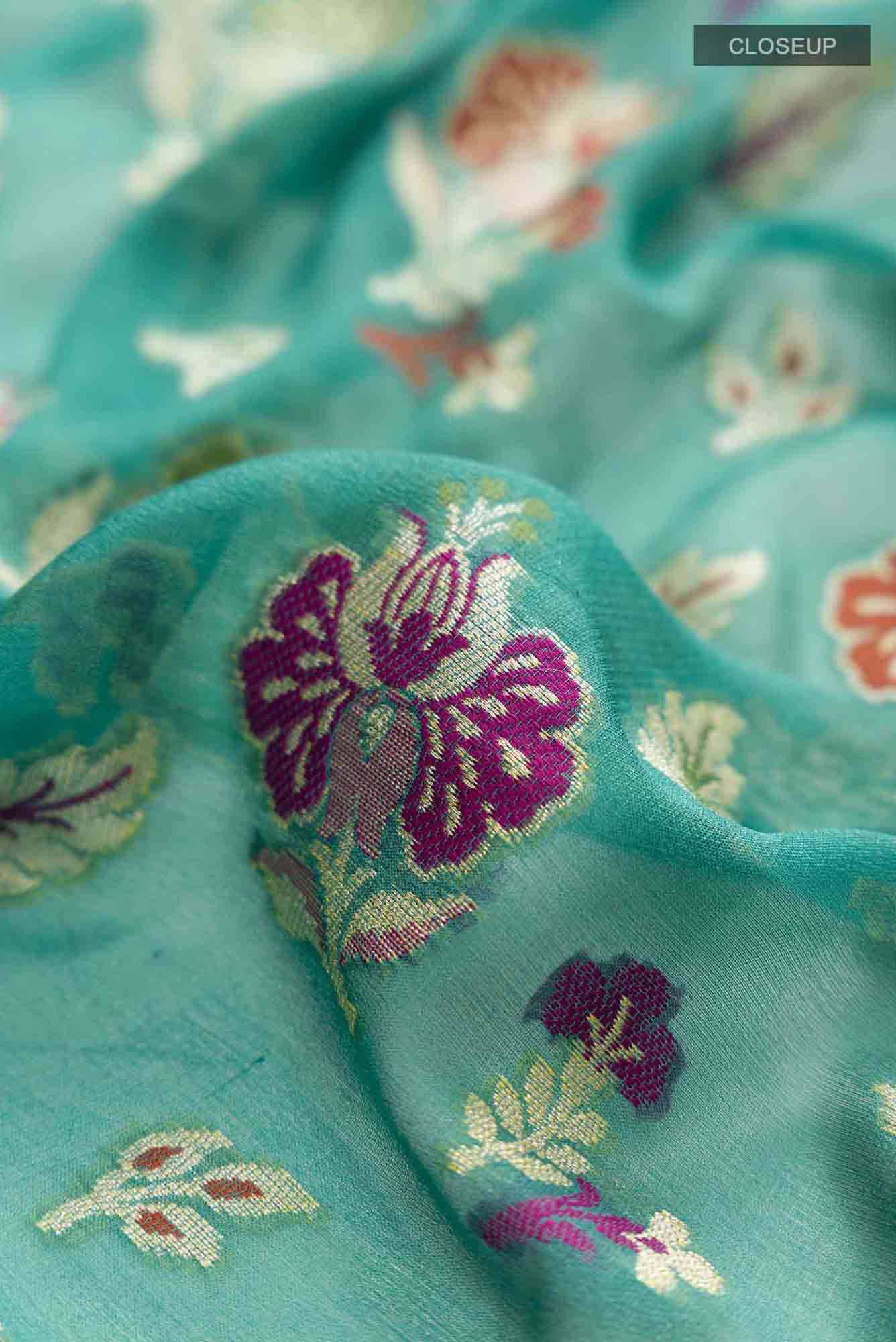 Green Banarasi Georgette Saree