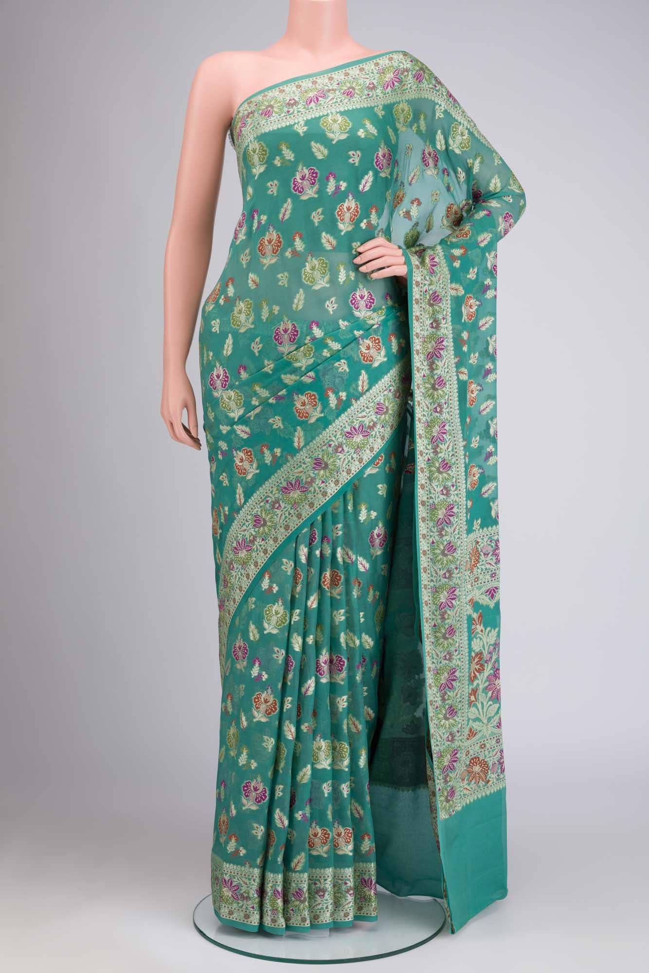 Green Banarasi Georgette Saree