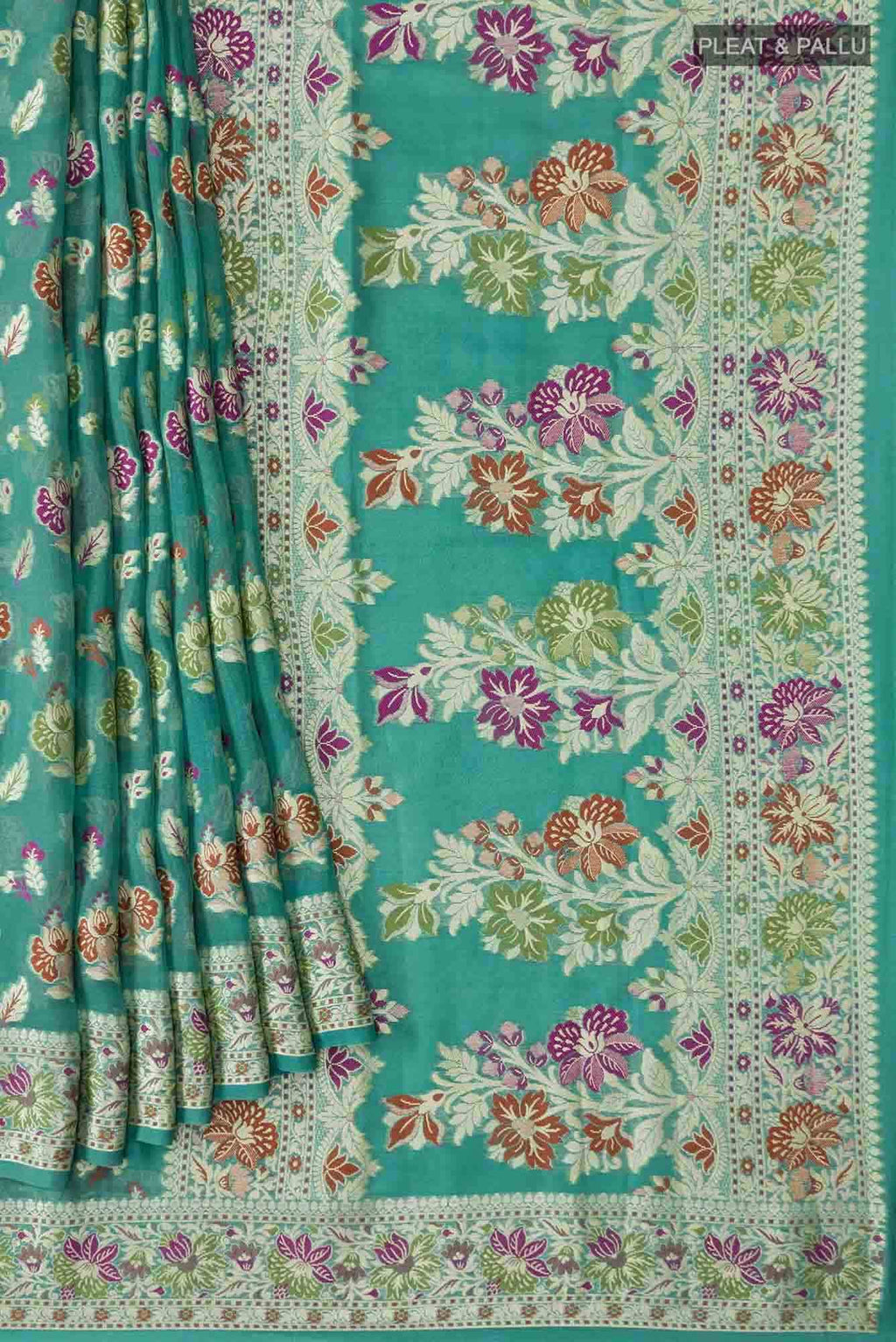 Green Banarasi Georgette Saree