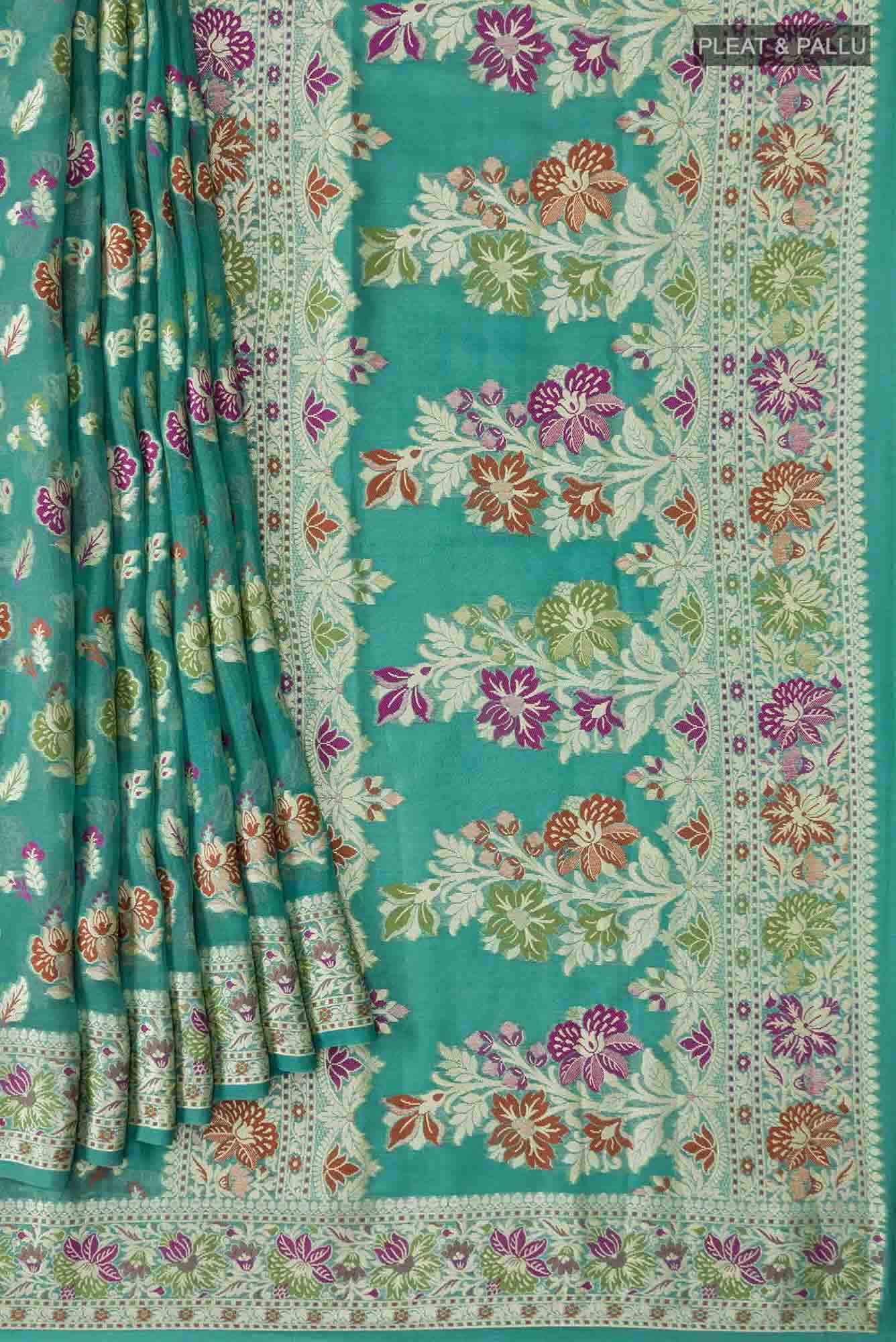 Green Banarasi Georgette Saree