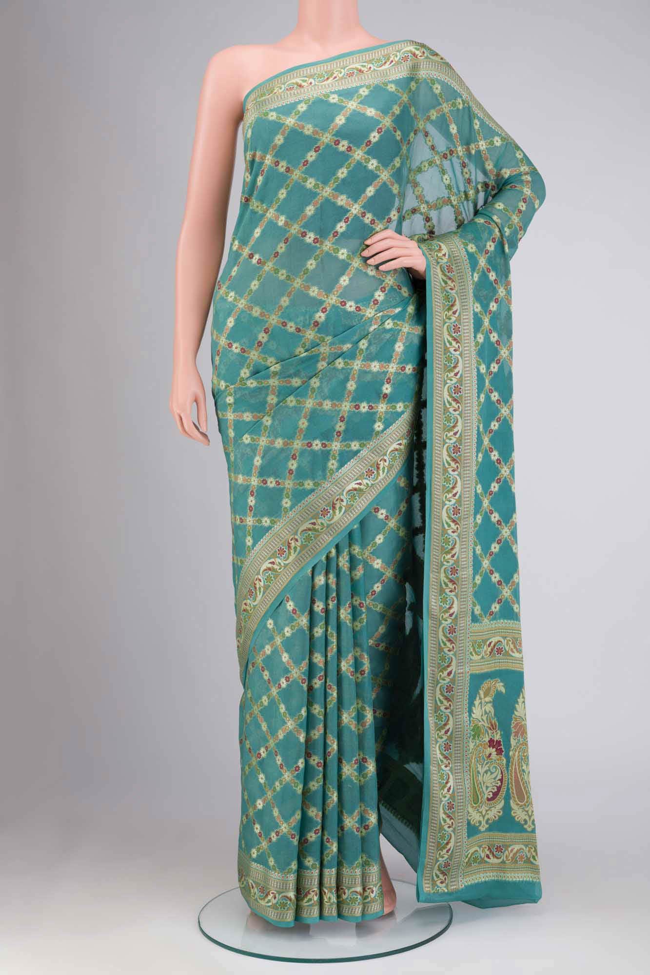 Green Banarasi Georgette Saree