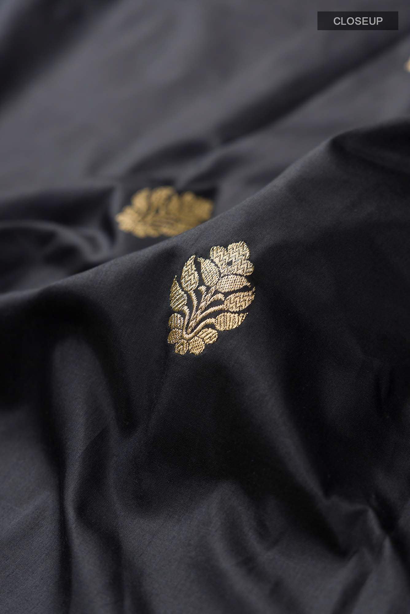 Black Banarasi Katan Silk Saree
