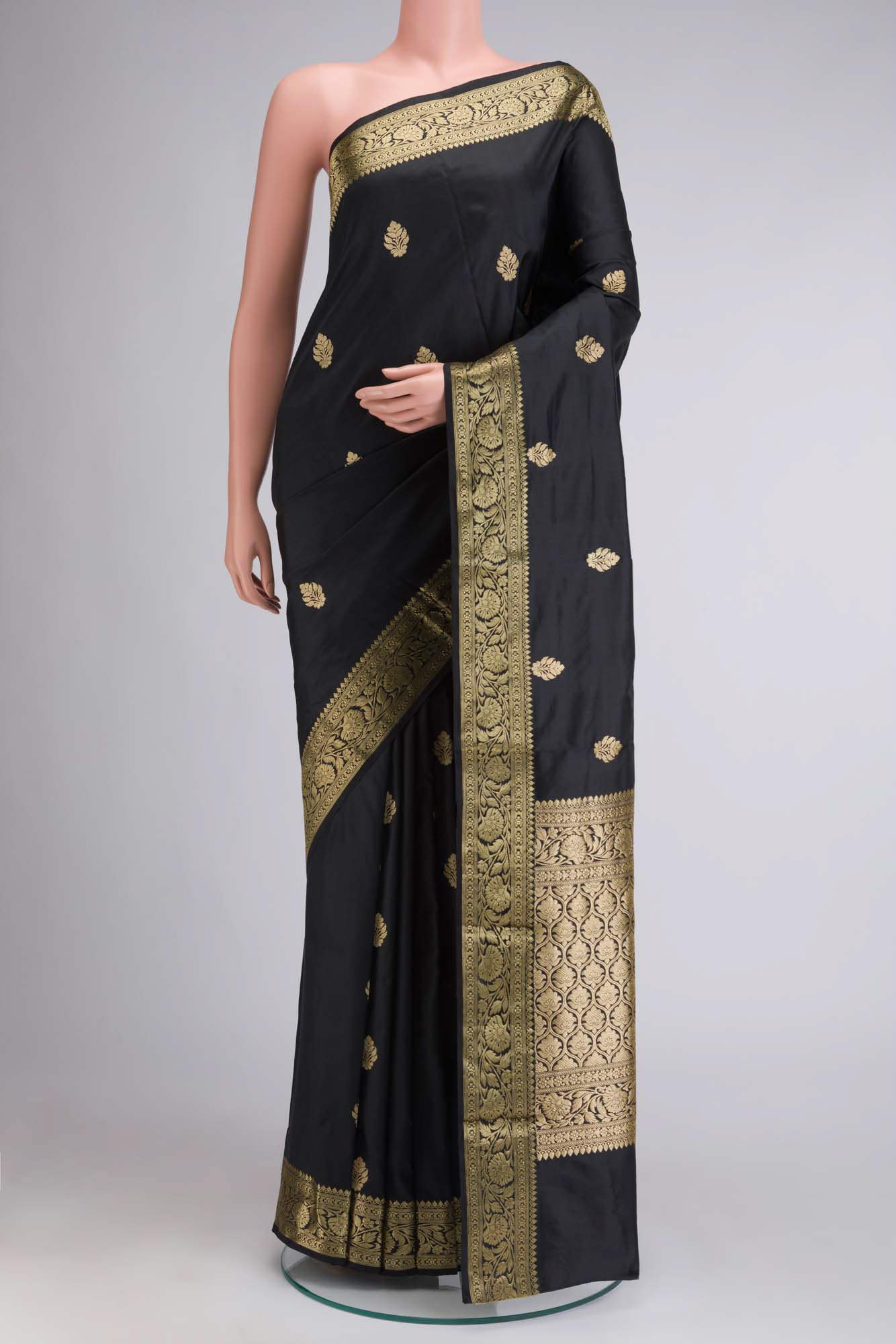 Black Banarasi Katan Silk Saree