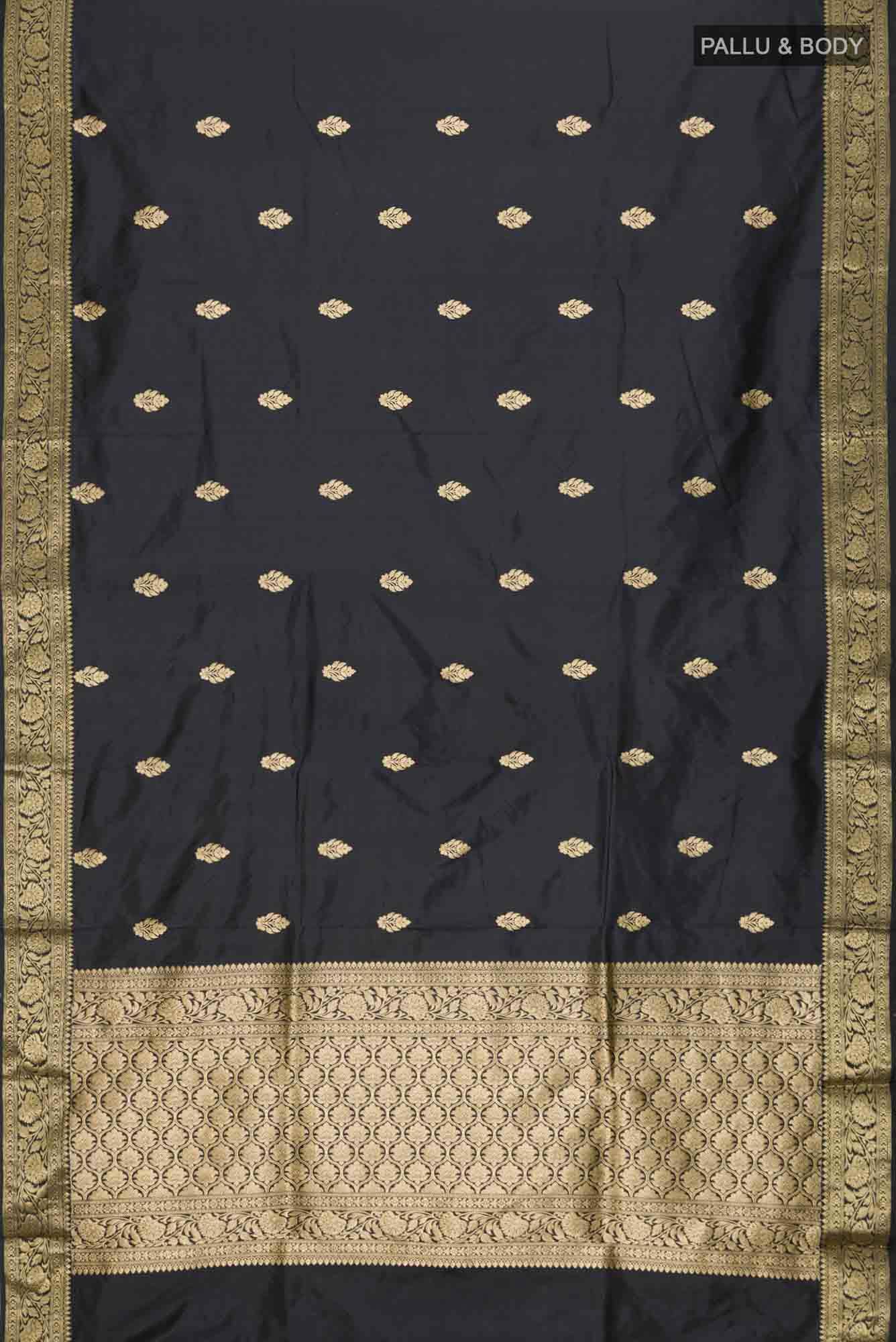 Black Banarasi Katan Silk Saree