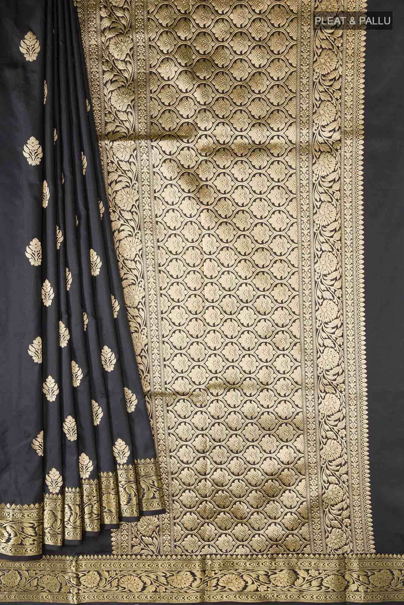 Black Banarasi Katan Silk Saree
