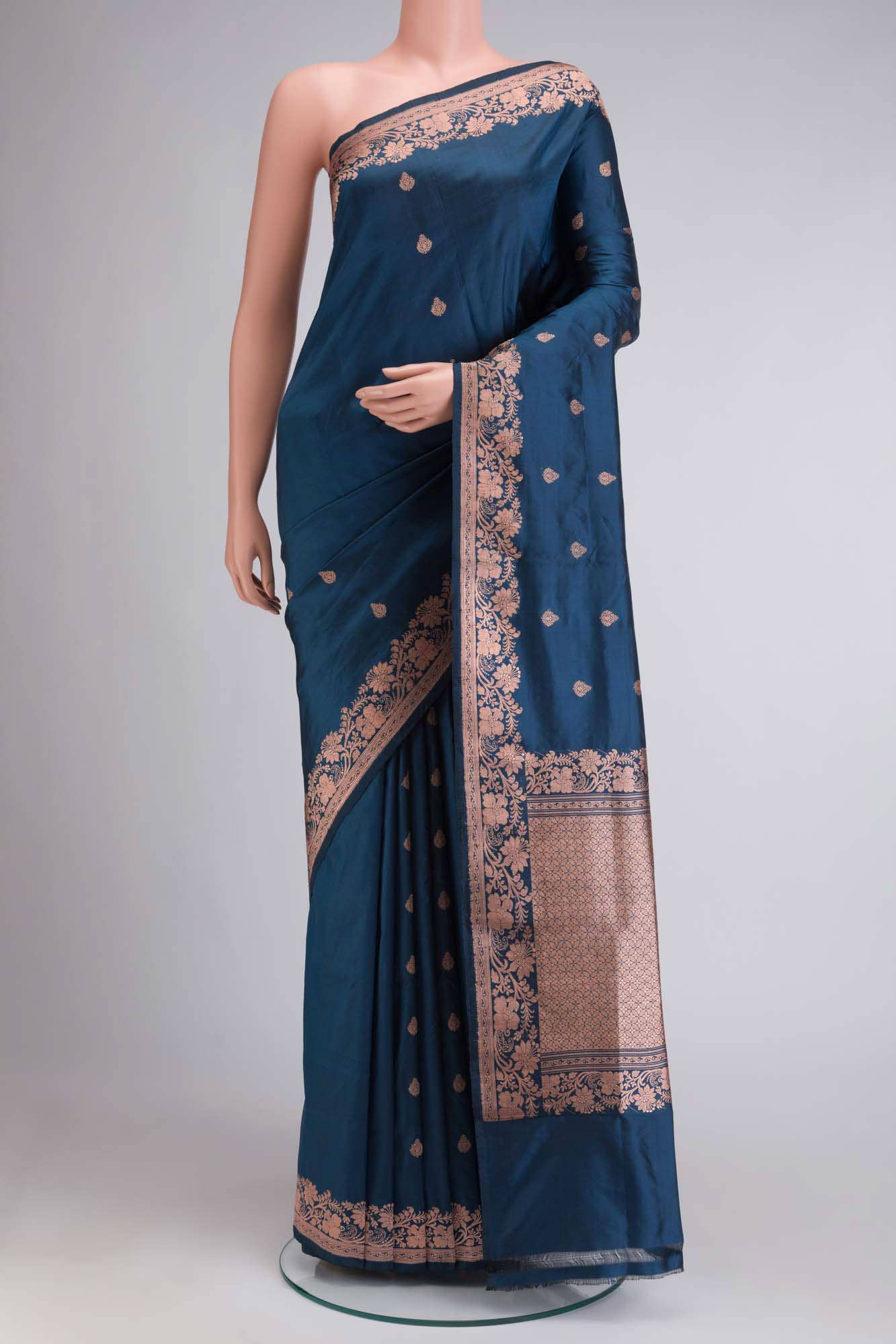 Blue Banarasi Katan Silk Saree