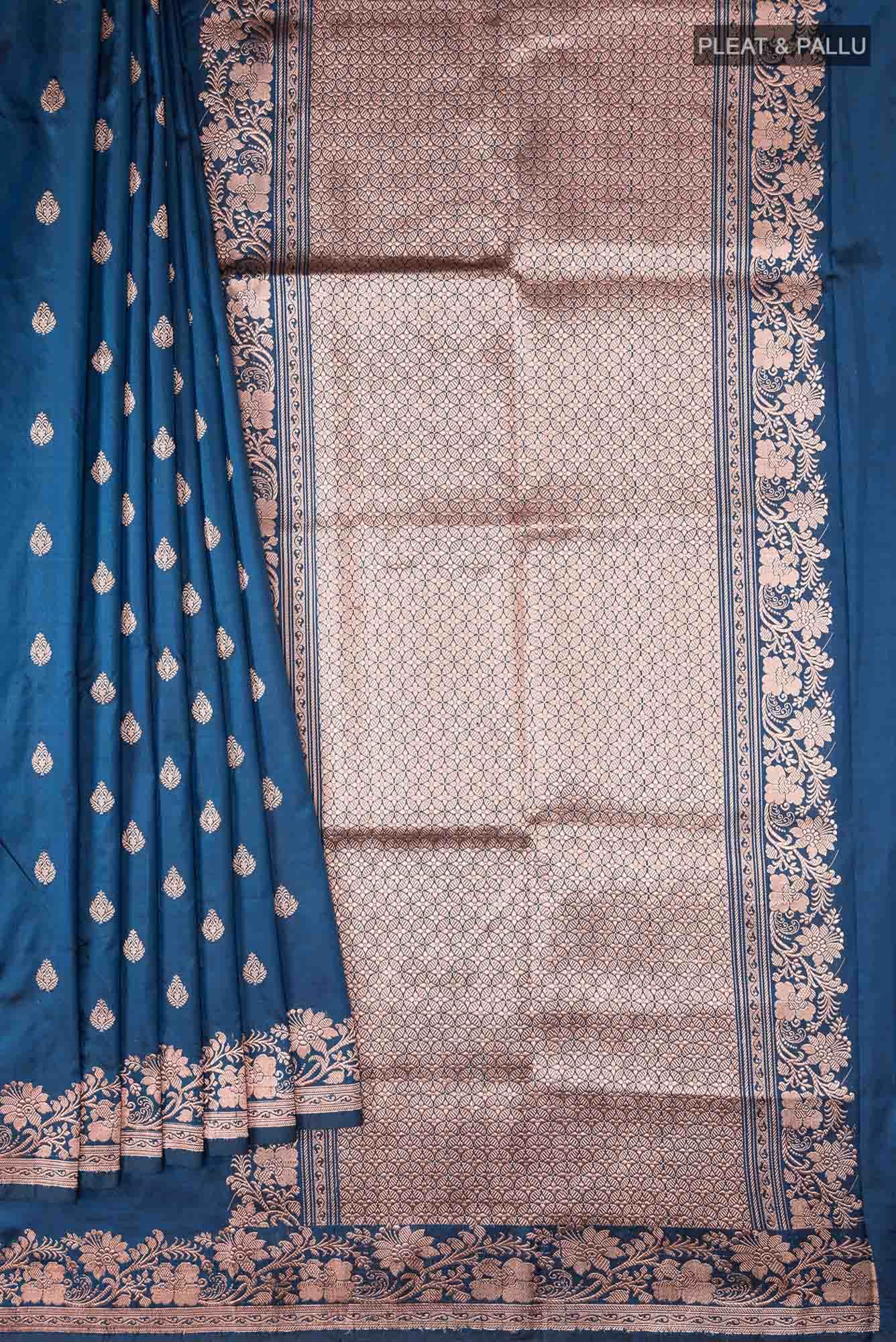 Blue Banarasi Katan Silk Saree