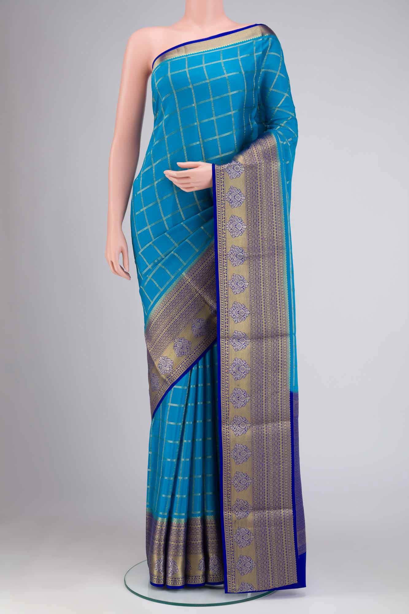 Blue Crepe Saree