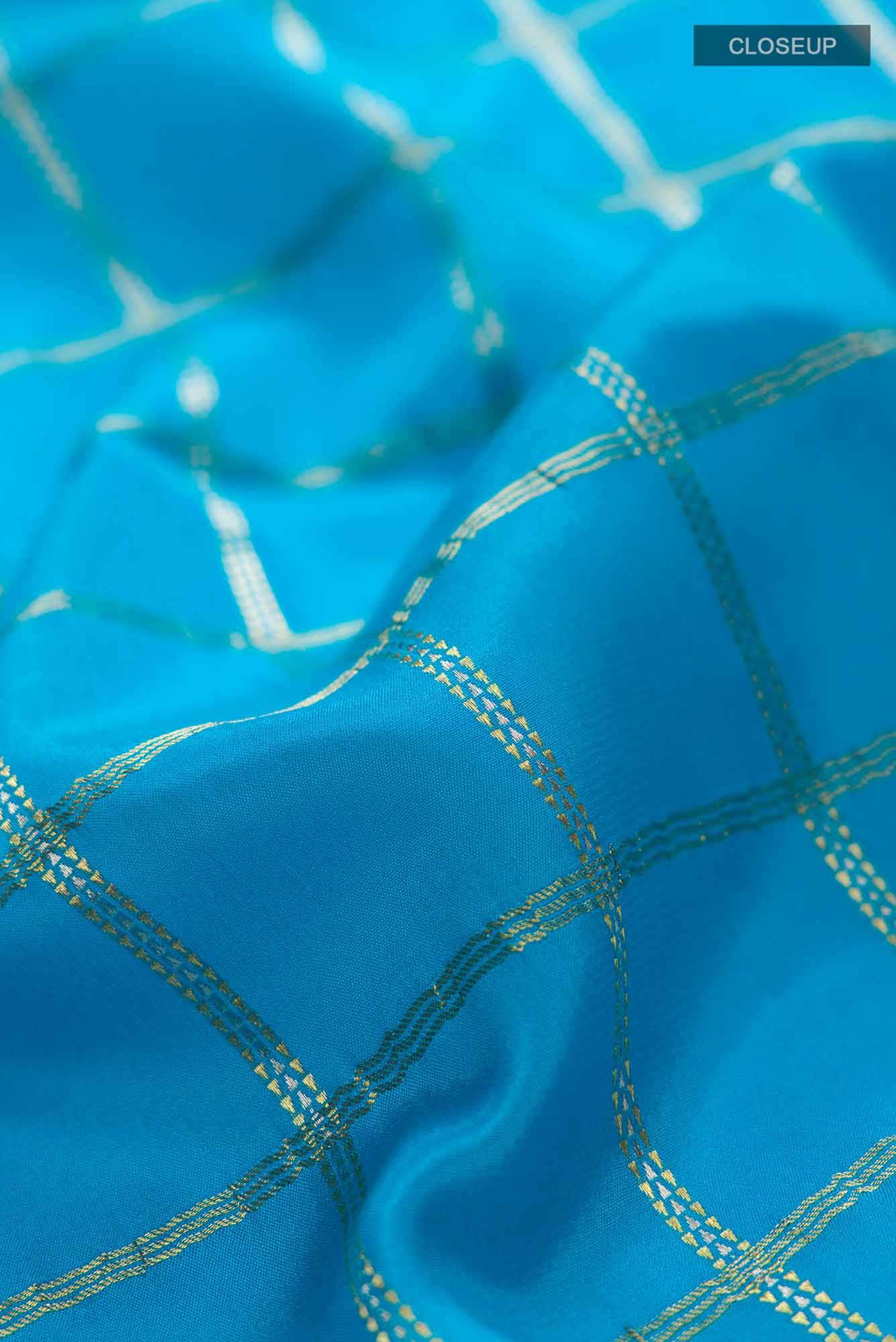 Blue Mysore Crepe Saree
