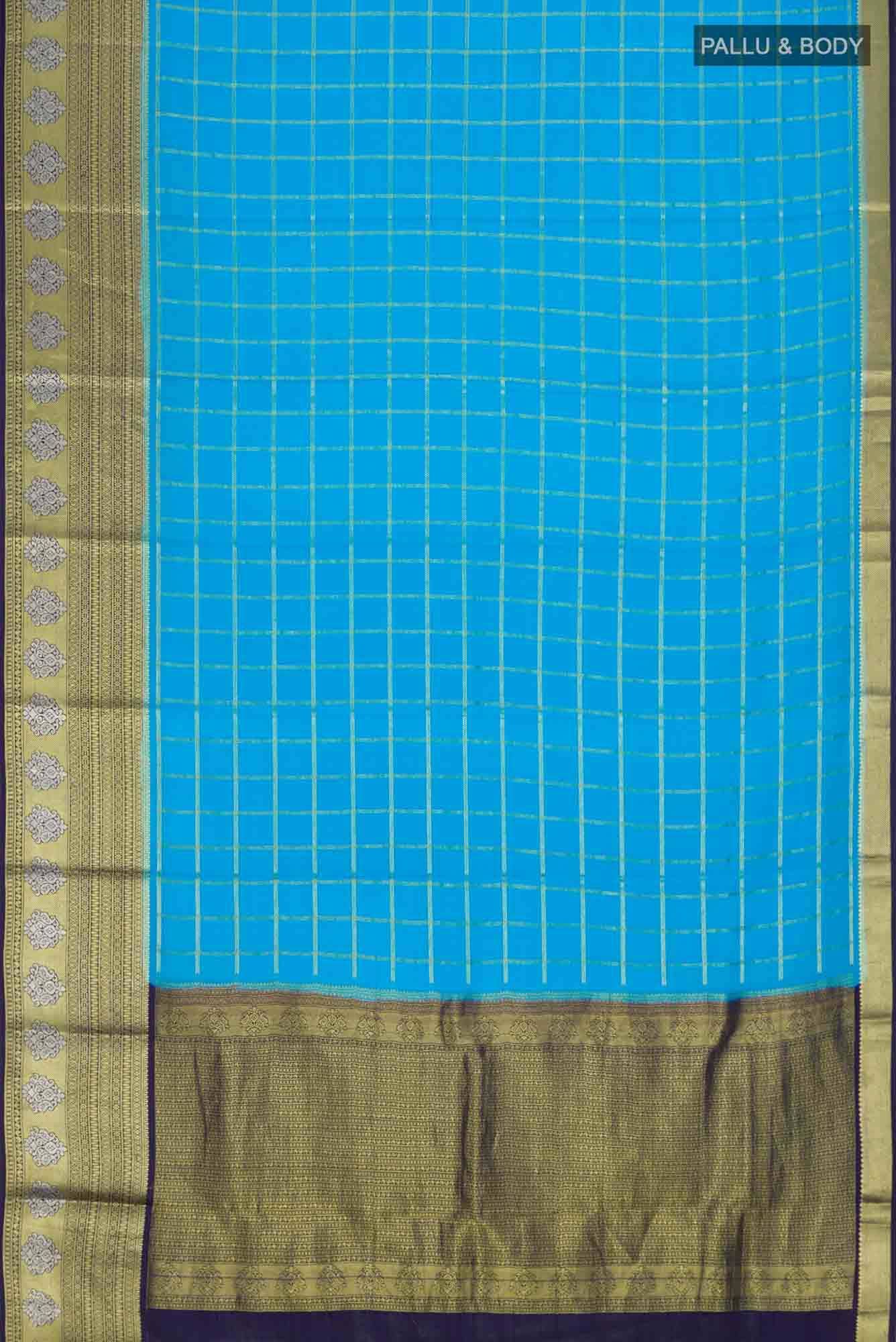 Blue Mysore Crepe Saree