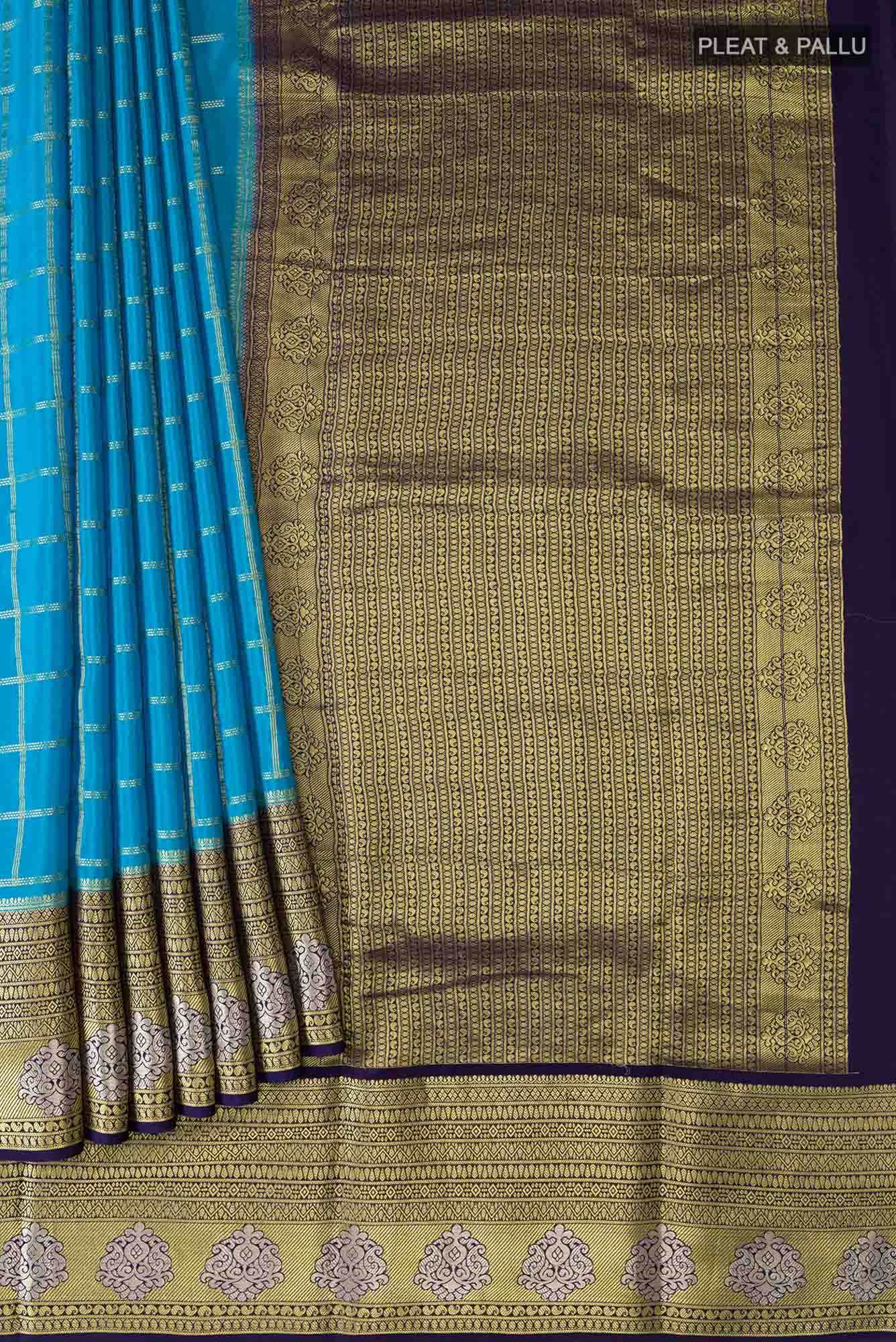 Blue Mysore Crepe Saree