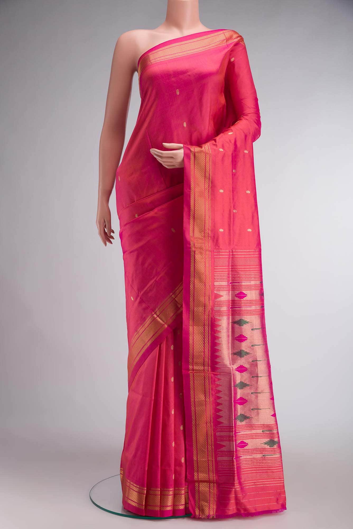 Pink Dual Tone Paithani Silk Saree